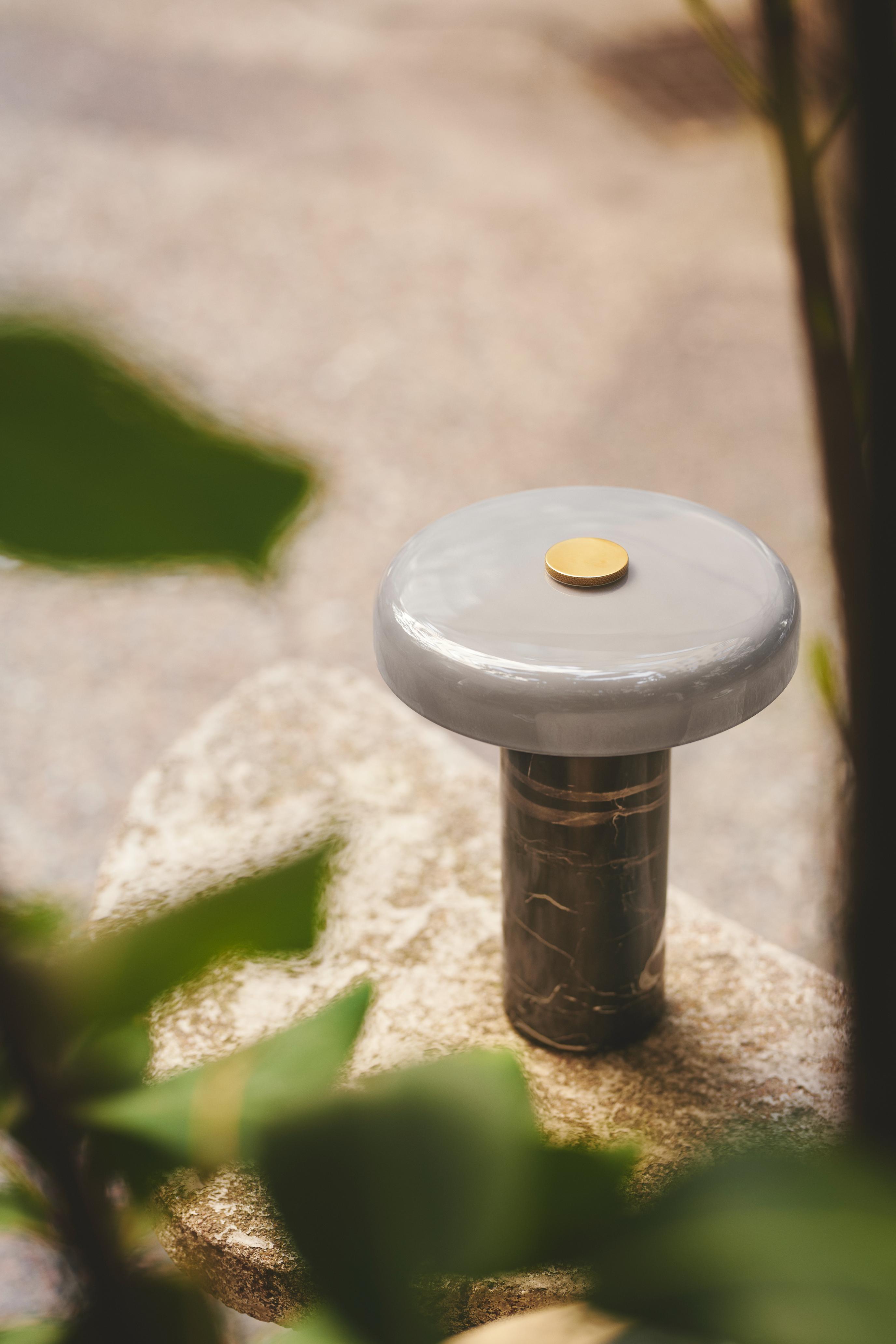 Portable lamp TRIP gray marble with smoky glass