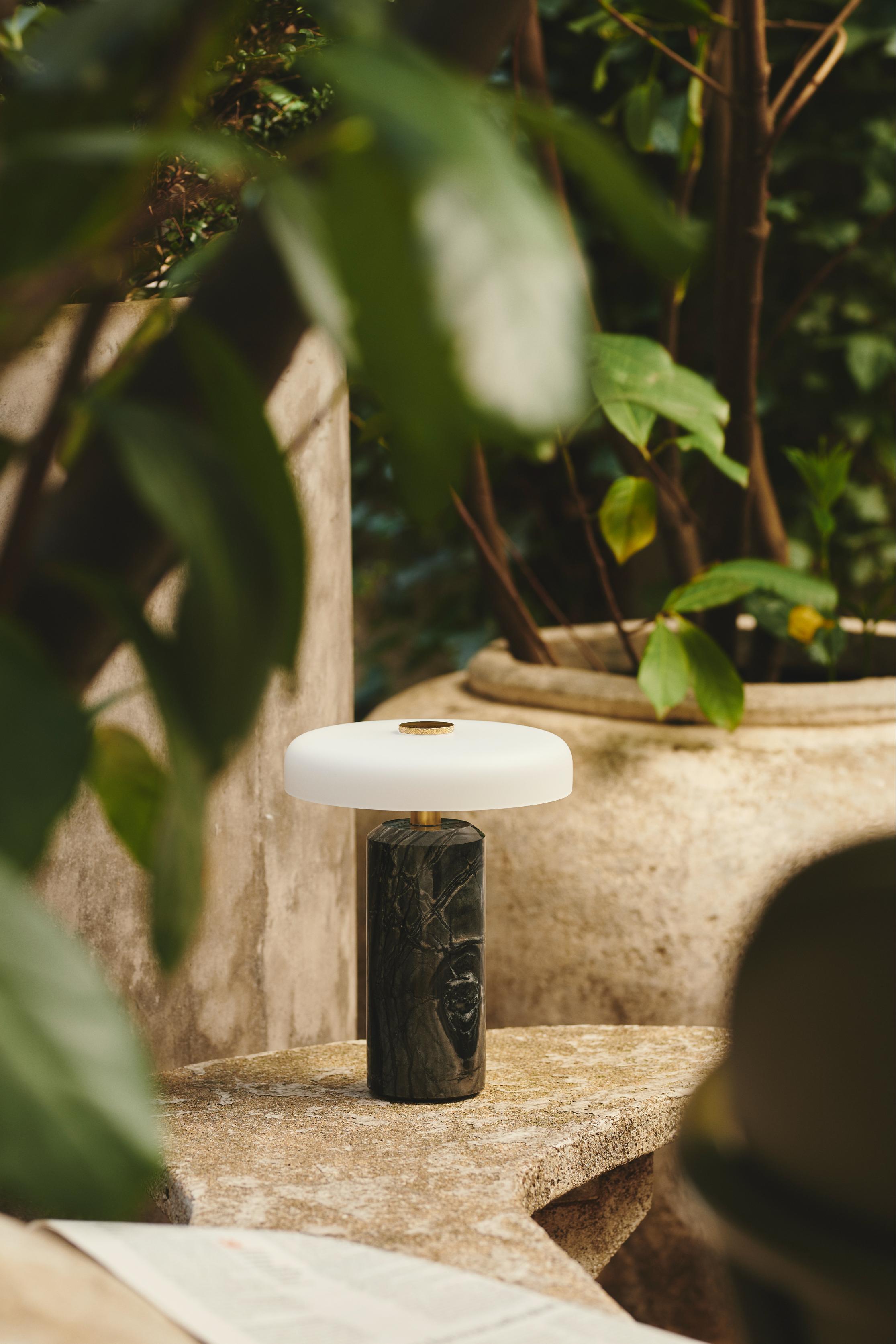 Portable lamp TRIP black marble with milky white glass