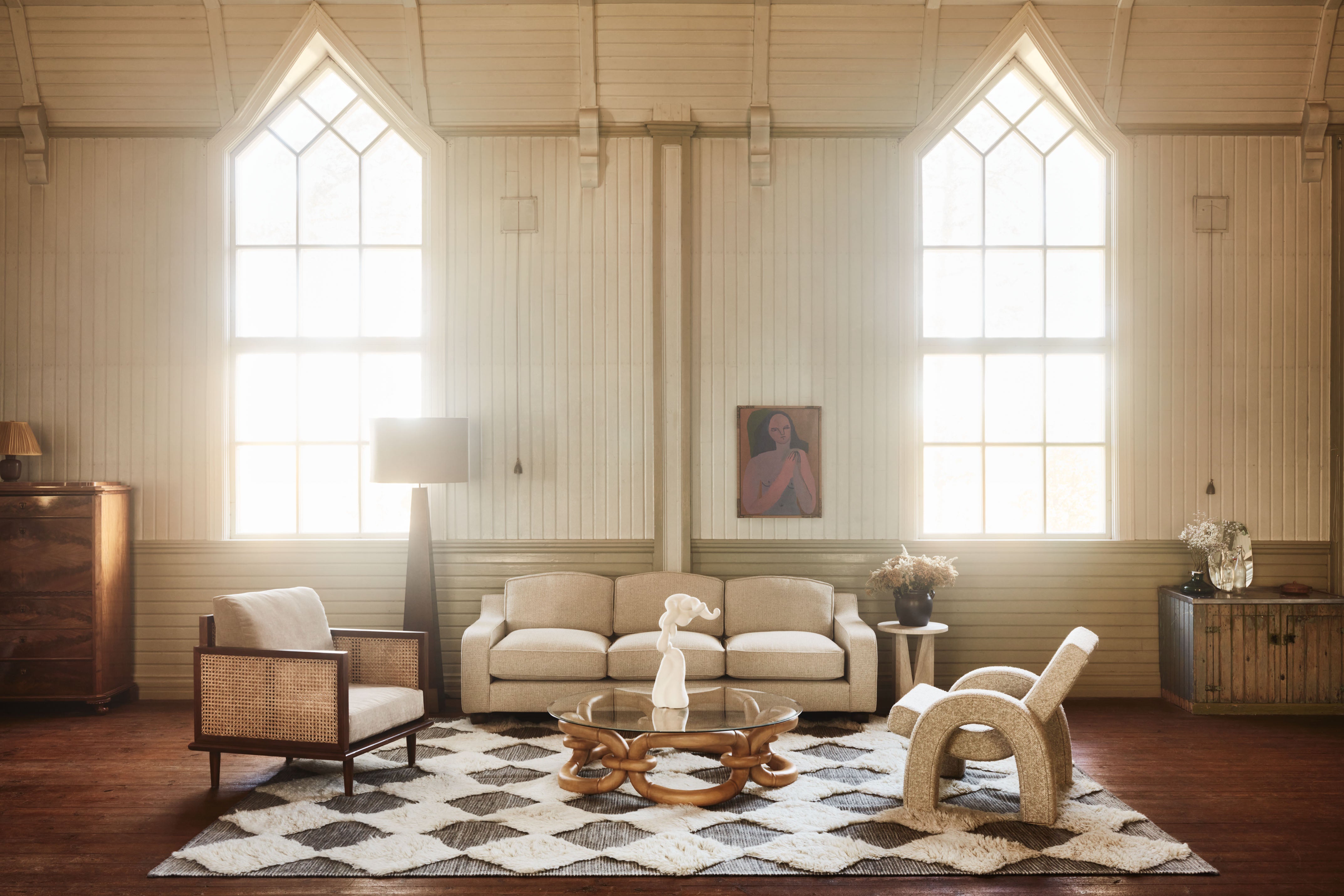 Koberec CHESS RYA šedý s krémovým