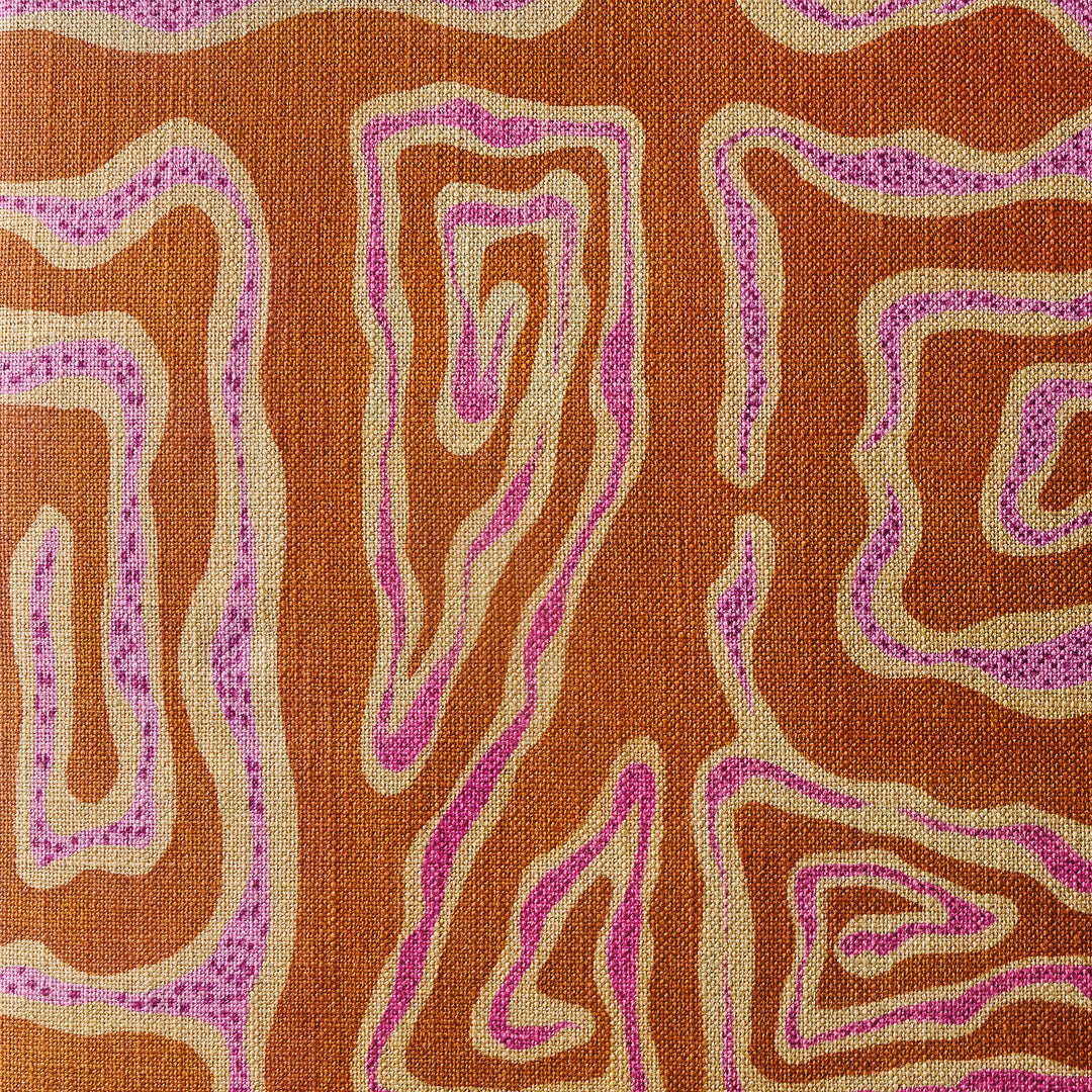 Ležanka v oranžové s růžovo-bežovým vzorem