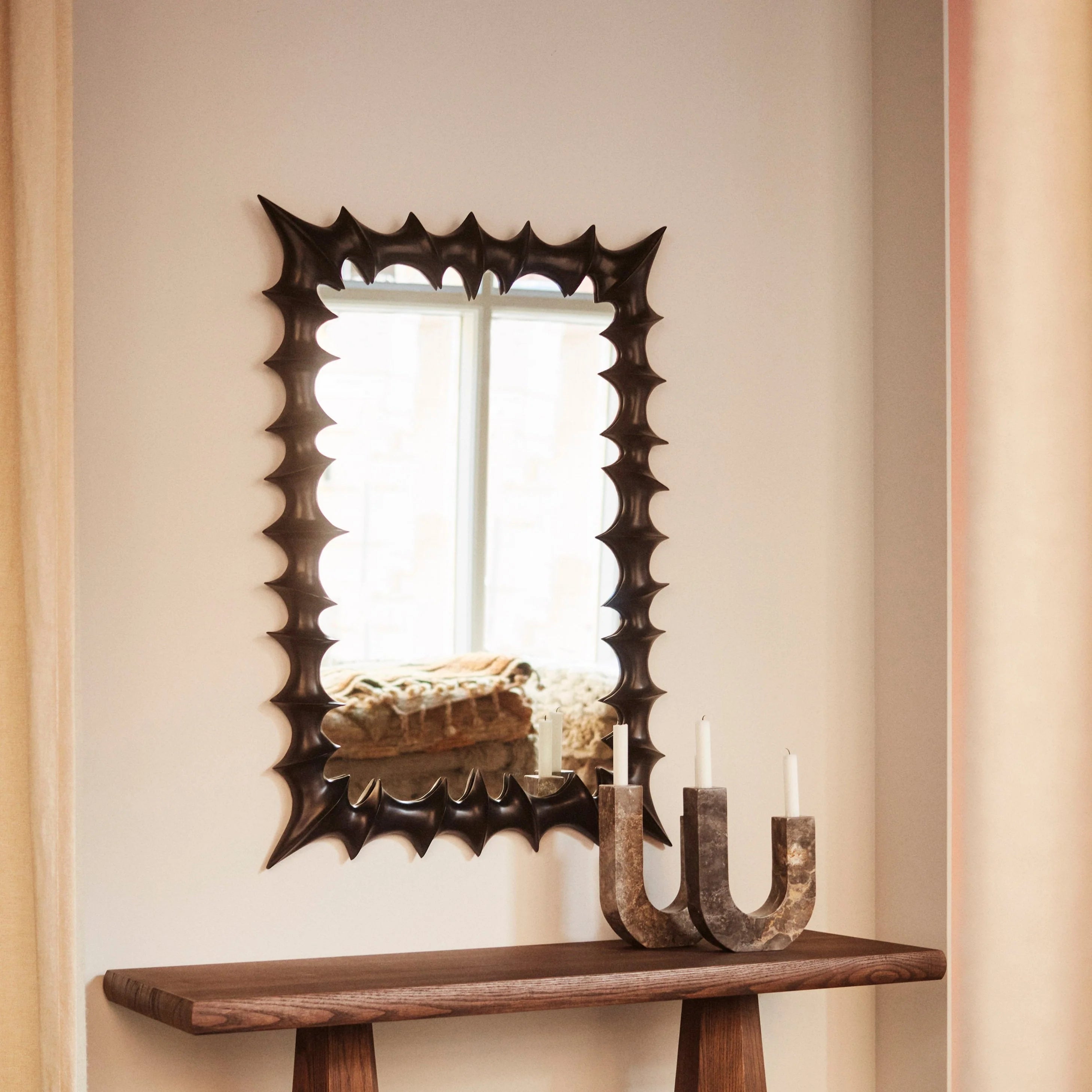 BRUTALIST mirror black beech wood