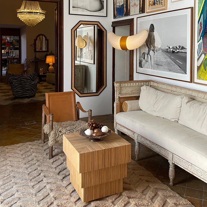 RATTAN Mirror Mahogany and Rattan