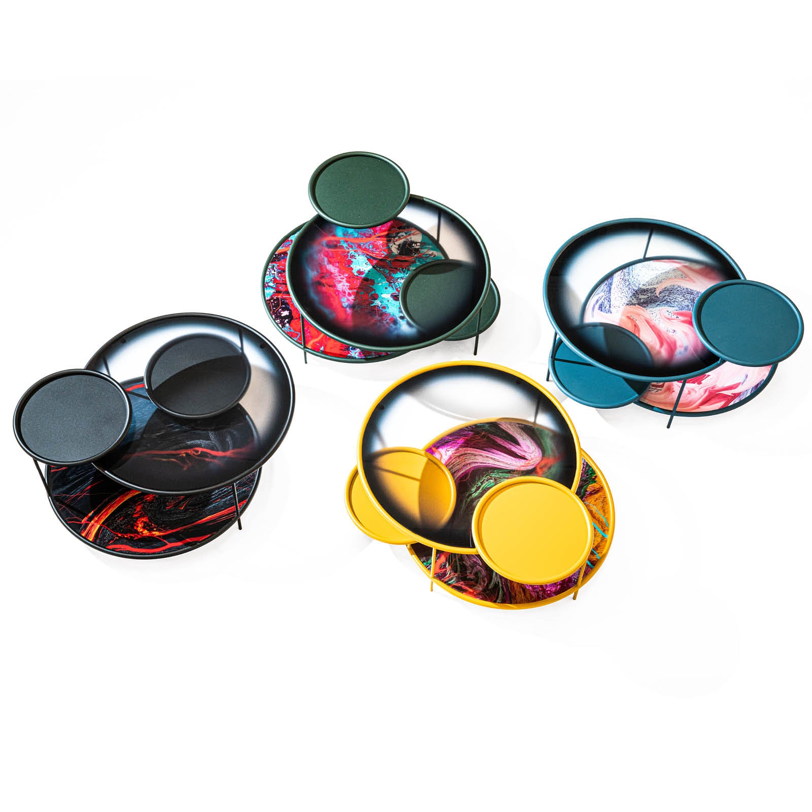 Coffee table sangaka dyed glass