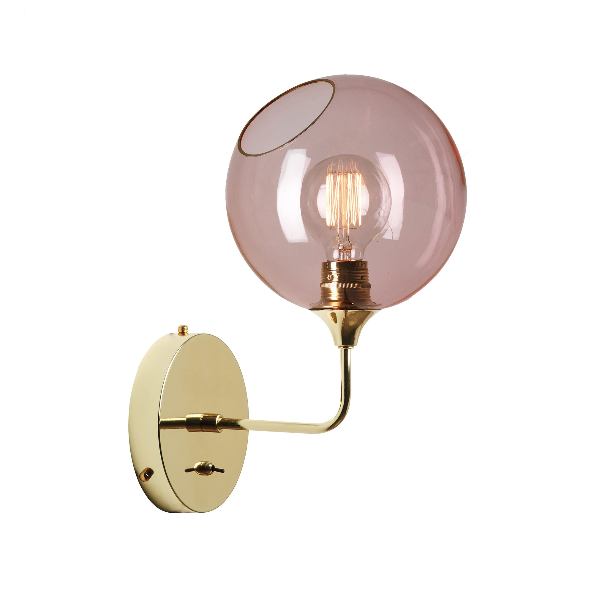 BALLROOM wall lamp pink glass with gold base