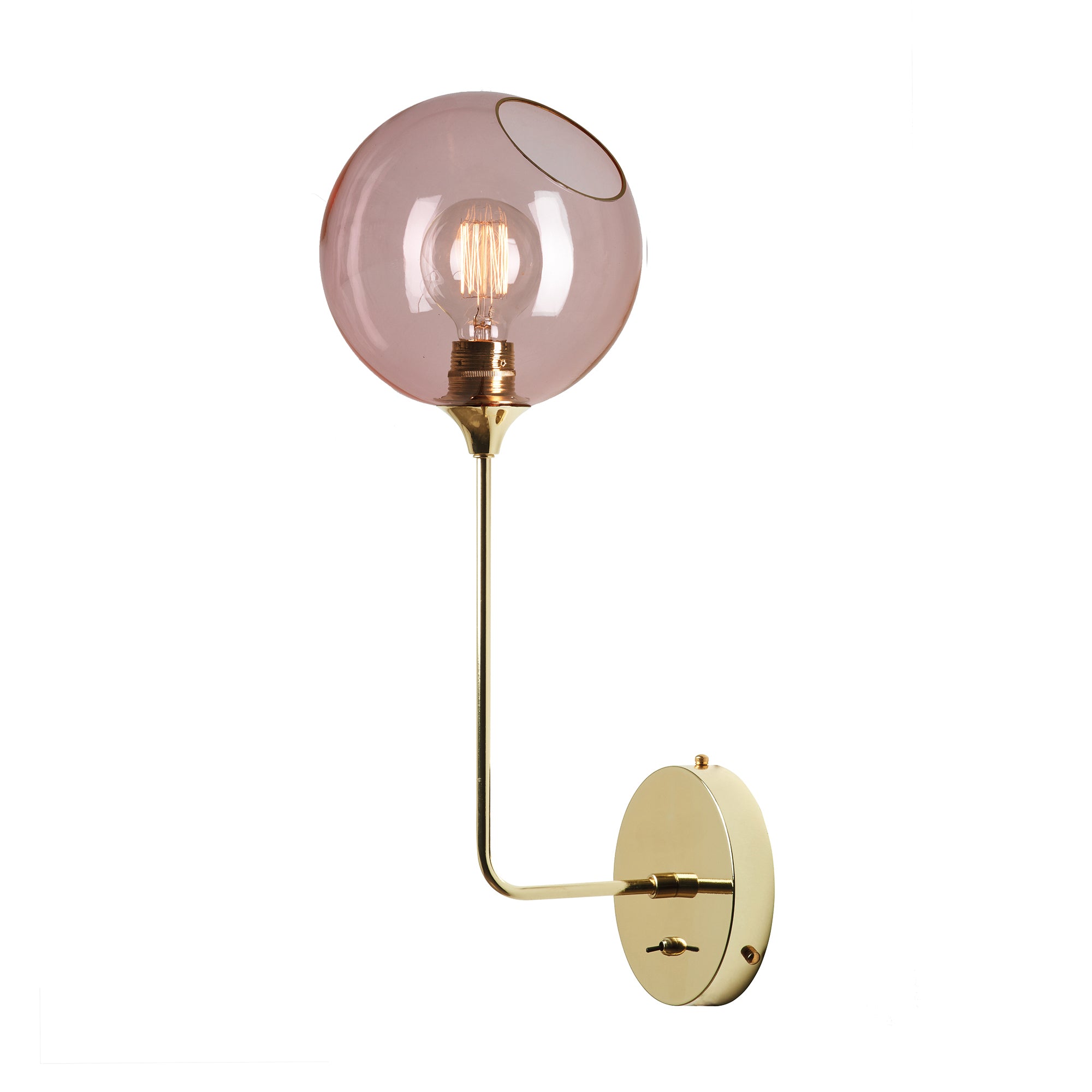 BALLROOM wall lamp pink glass with gold base