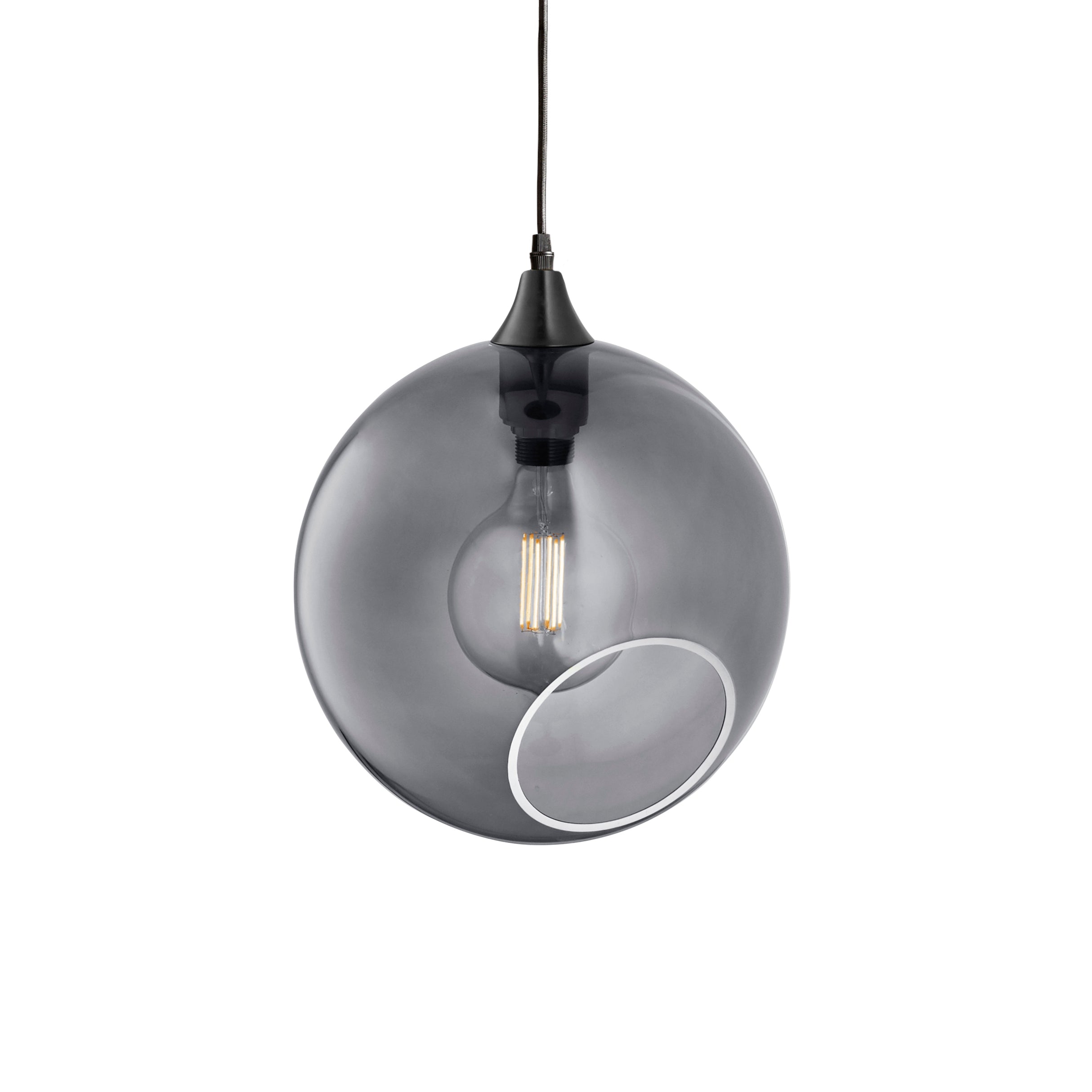 BALLROOM pendant lamp in smoky finish with black detailing