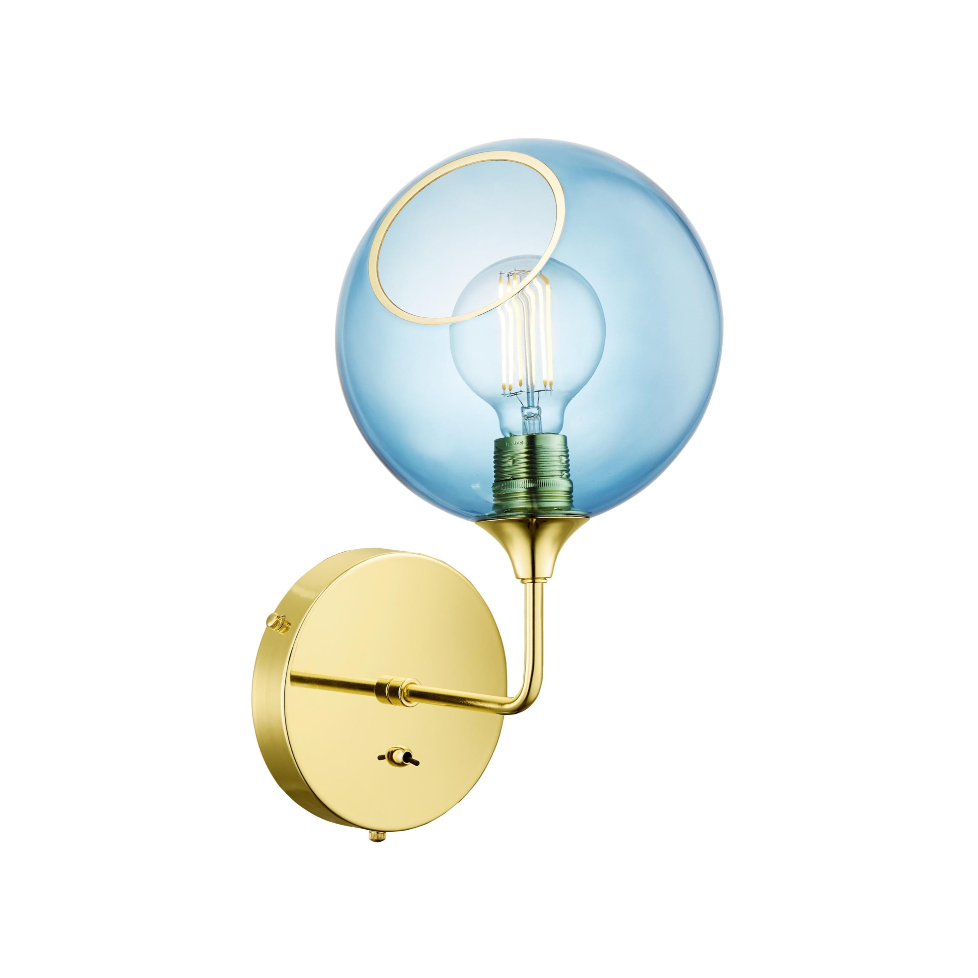 BALLROOM wall lamp blue glass with a gold base