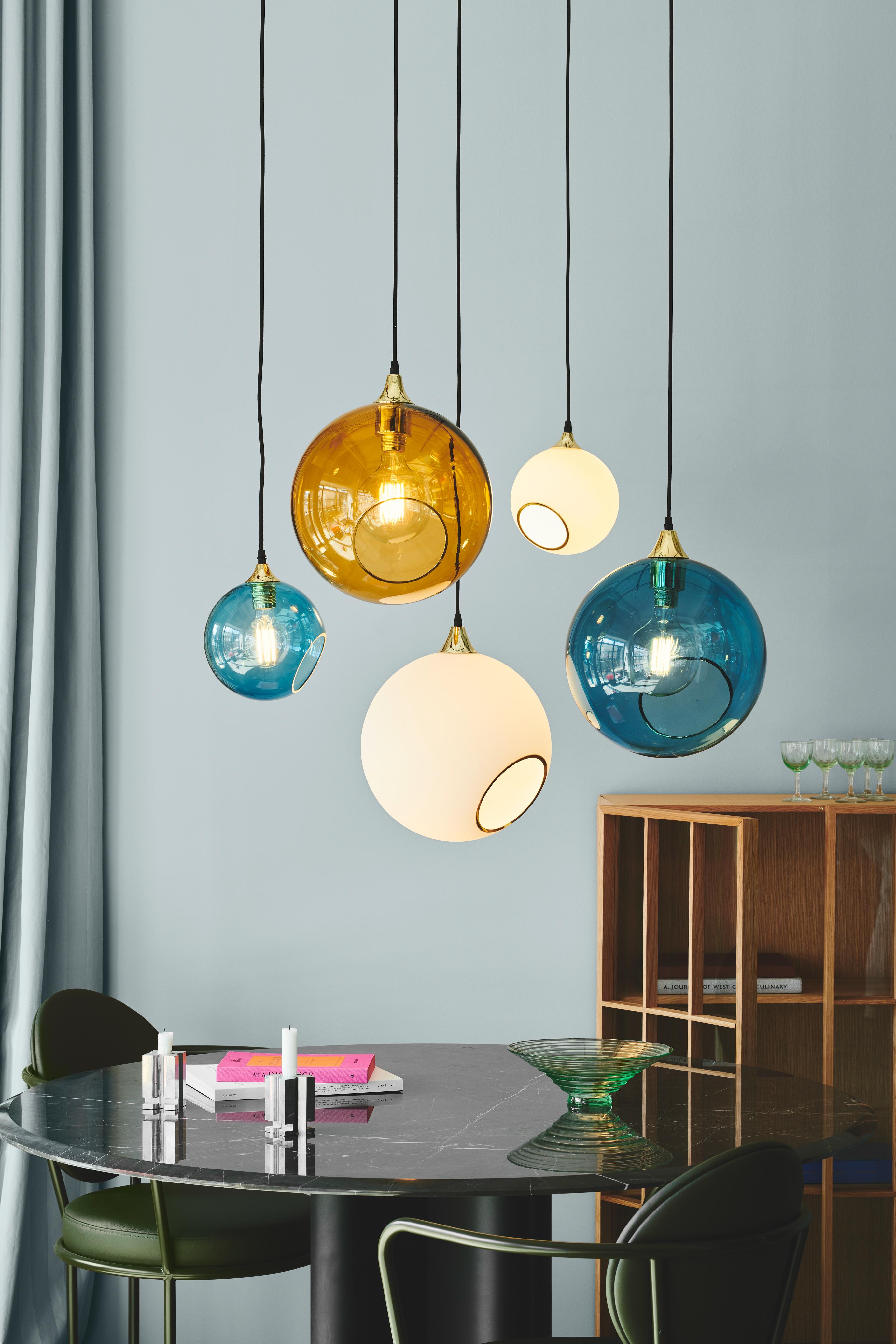 Ballroom Pendant Lamp in Blue with Gold Finish