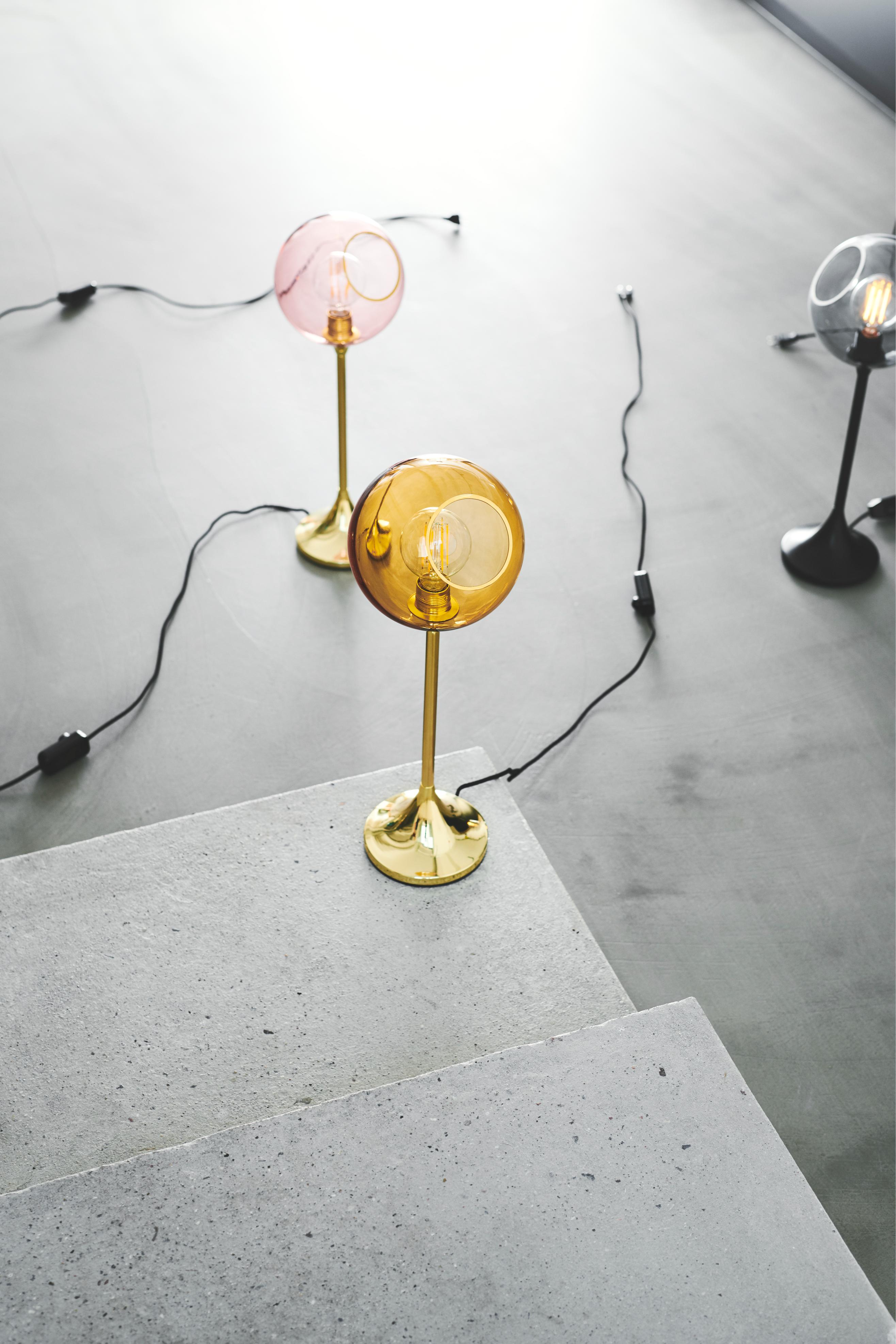 BALLROOM amber table lamp with a gold base