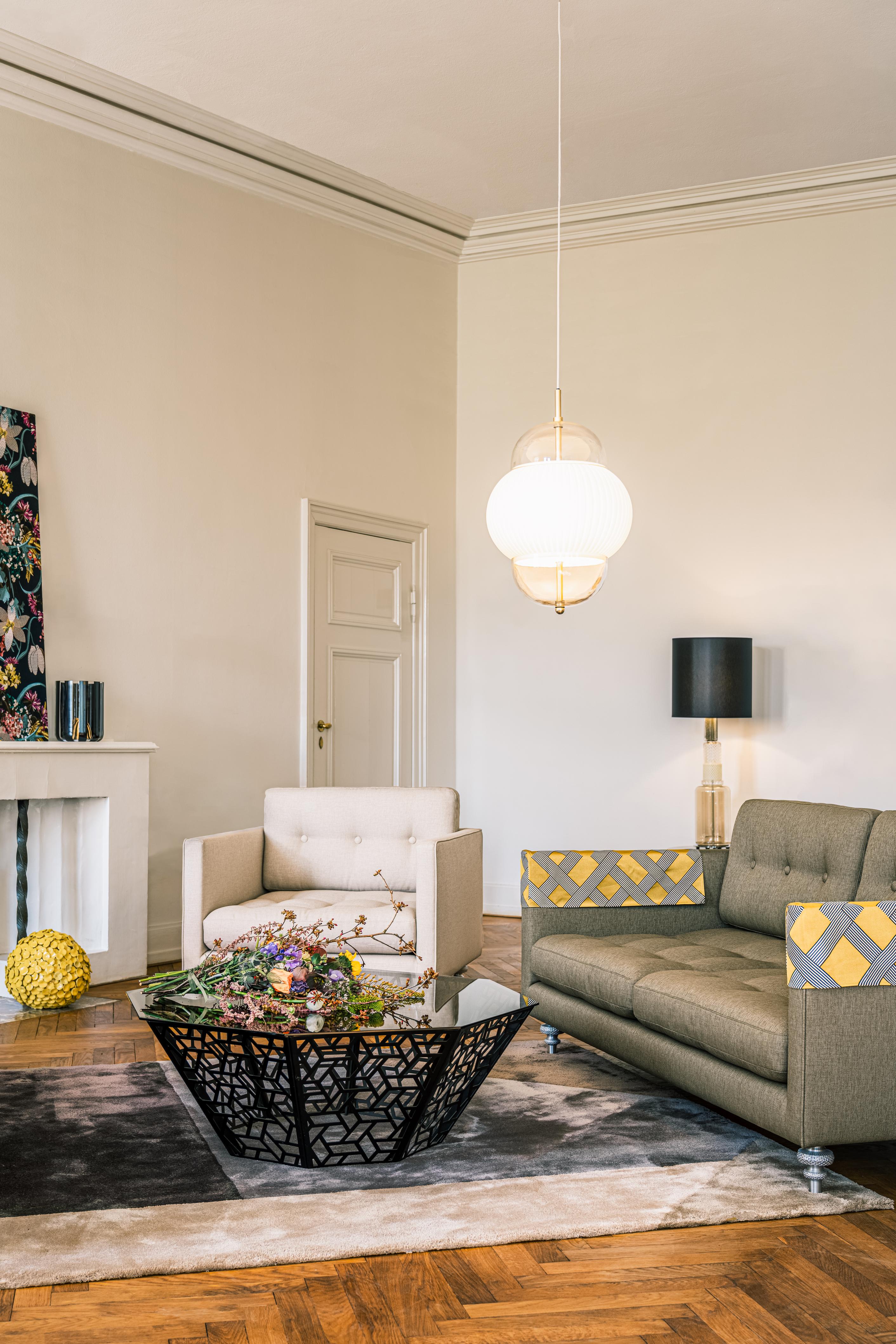 SHAHIN pendant lamp white with gold