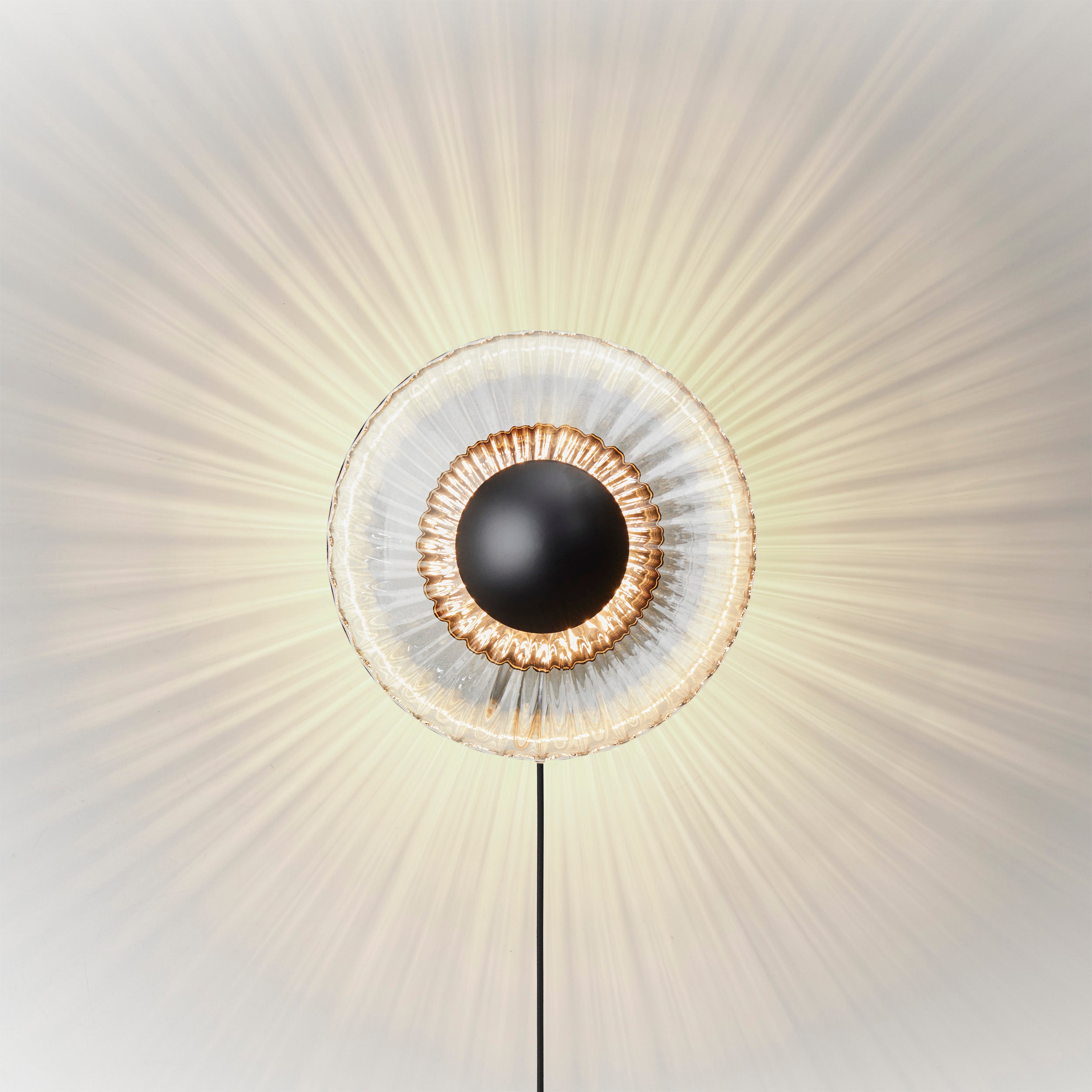 NEW WAVE OPTIC transparent outdoor wall lamp with black finish