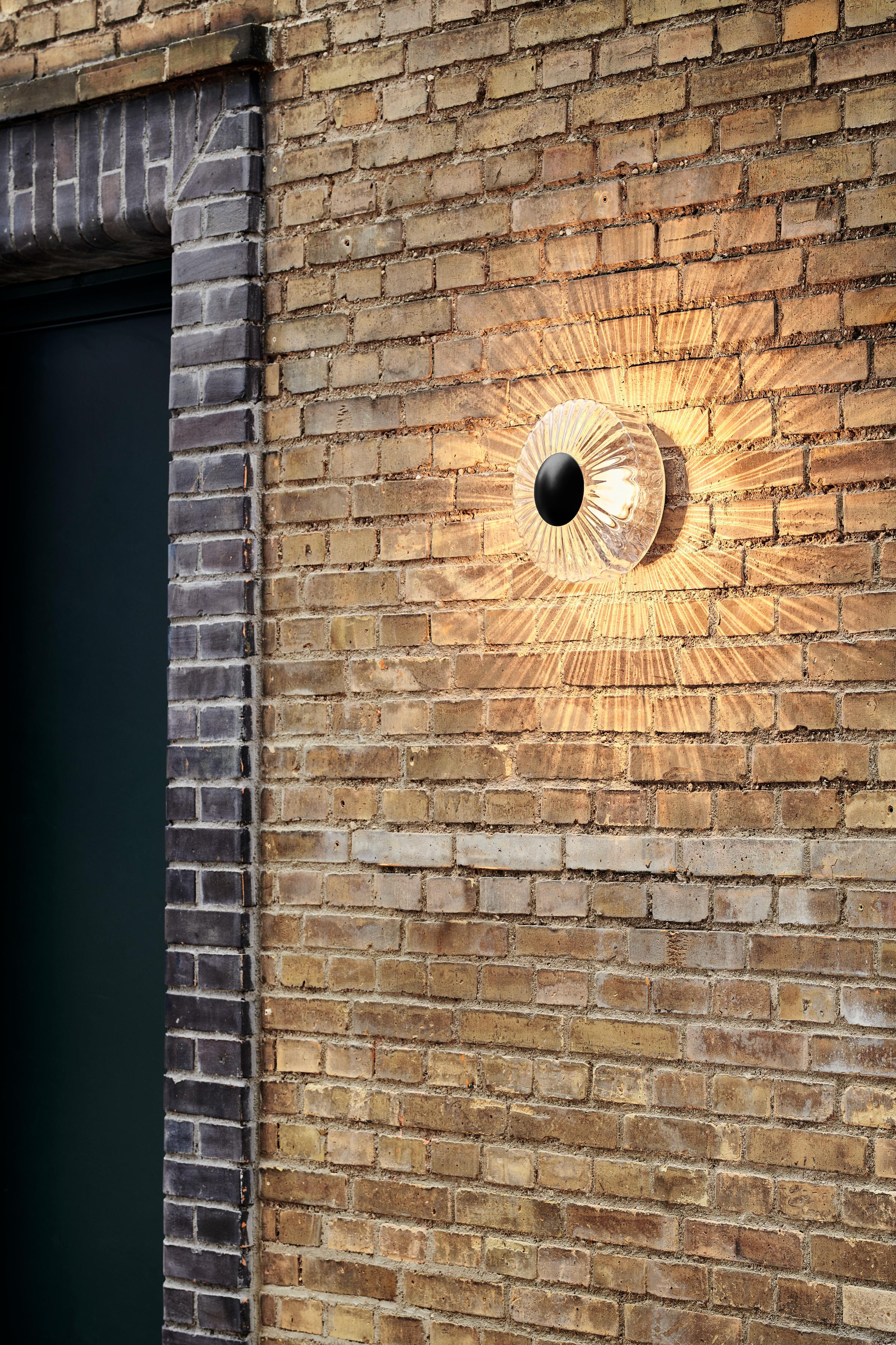 NEW WAVE OPTIC transparent outdoor wall lamp with black finish