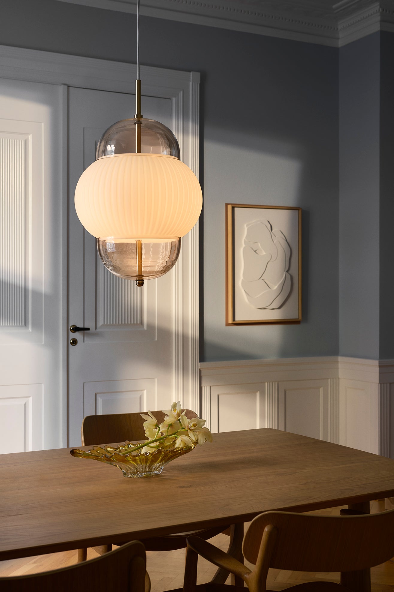 SHAHIN pendant lamp white with gold