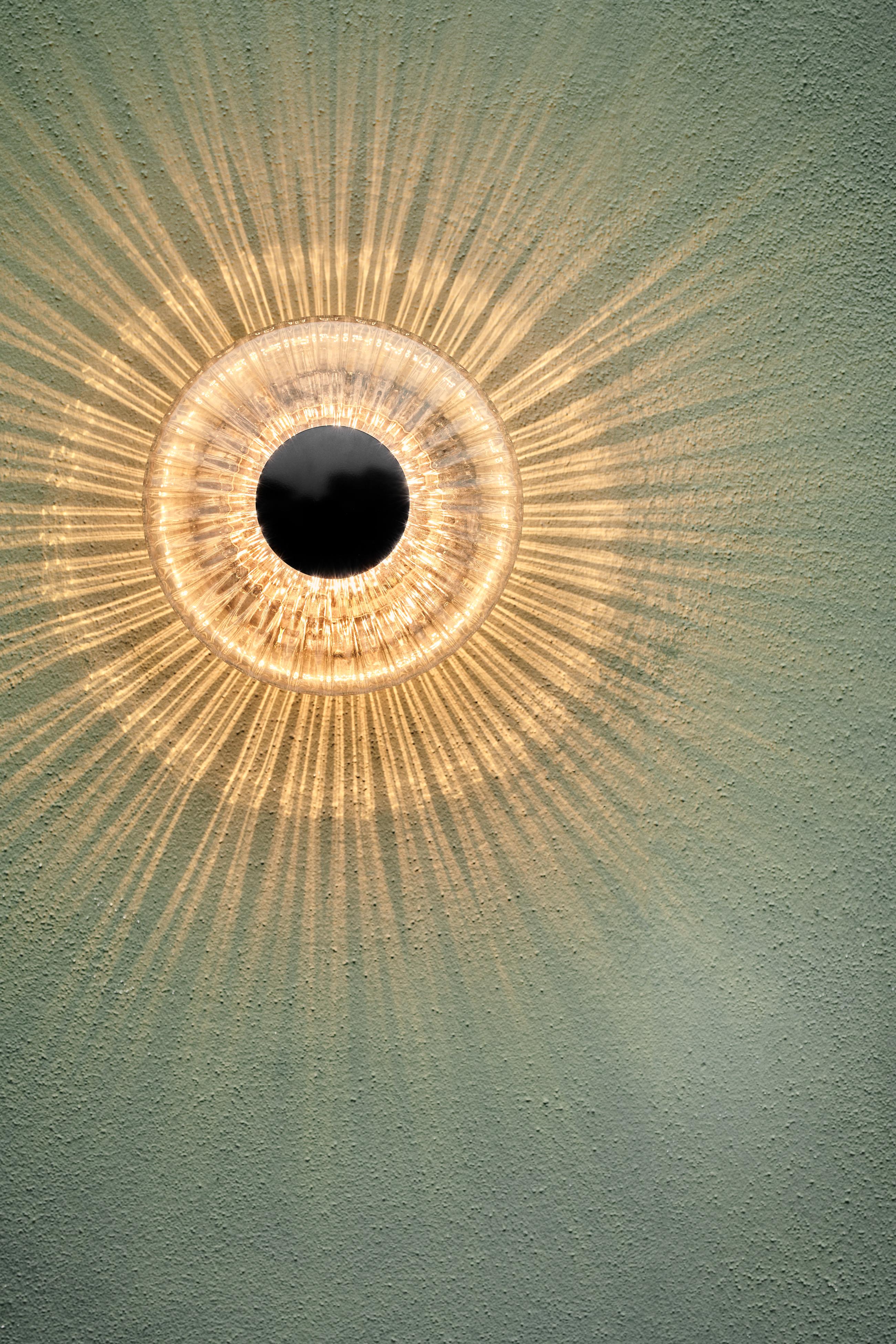 NEW WAVE OPTIC transparent outdoor wall lamp with black finish