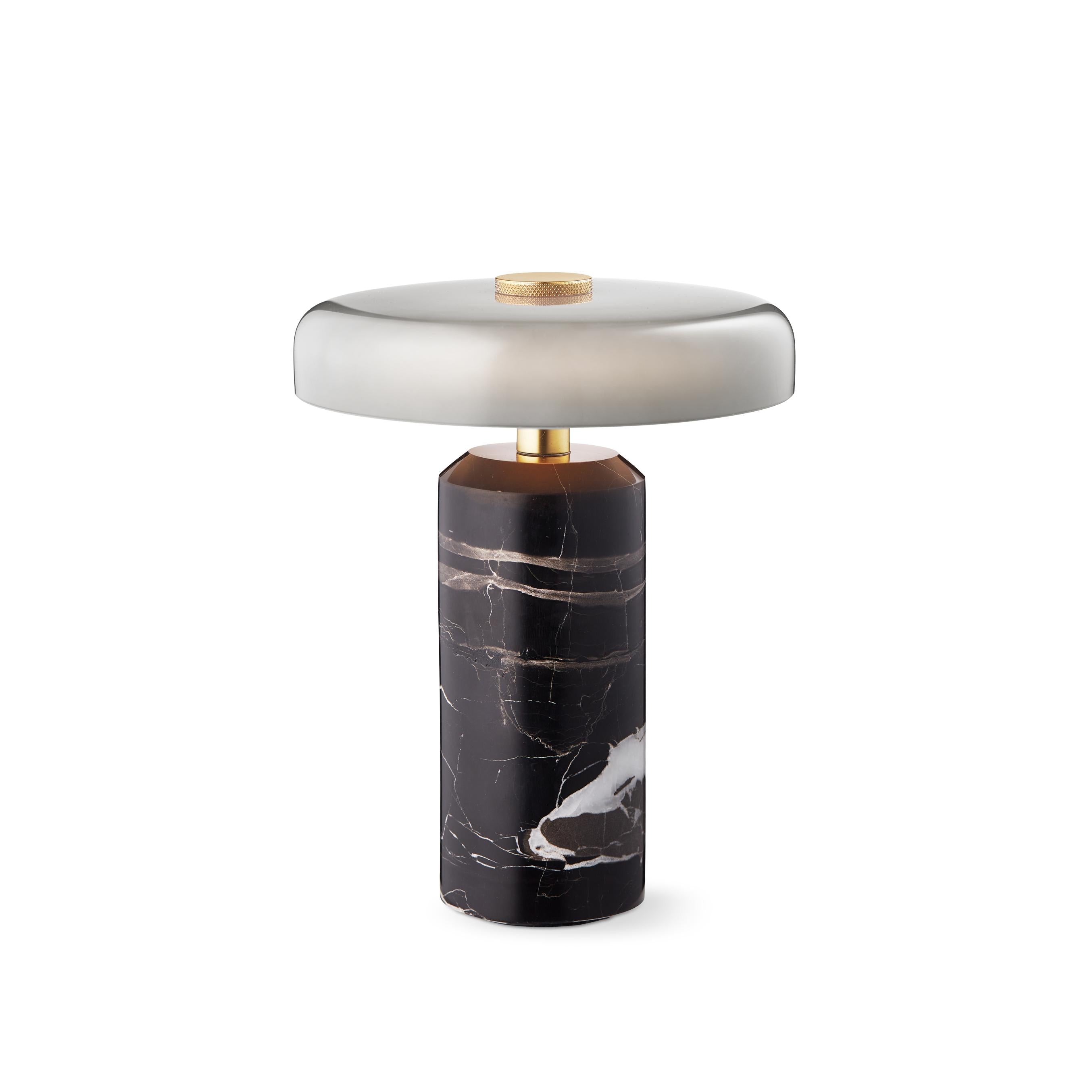 Portable lamp TRIP gray marble with smoky glass