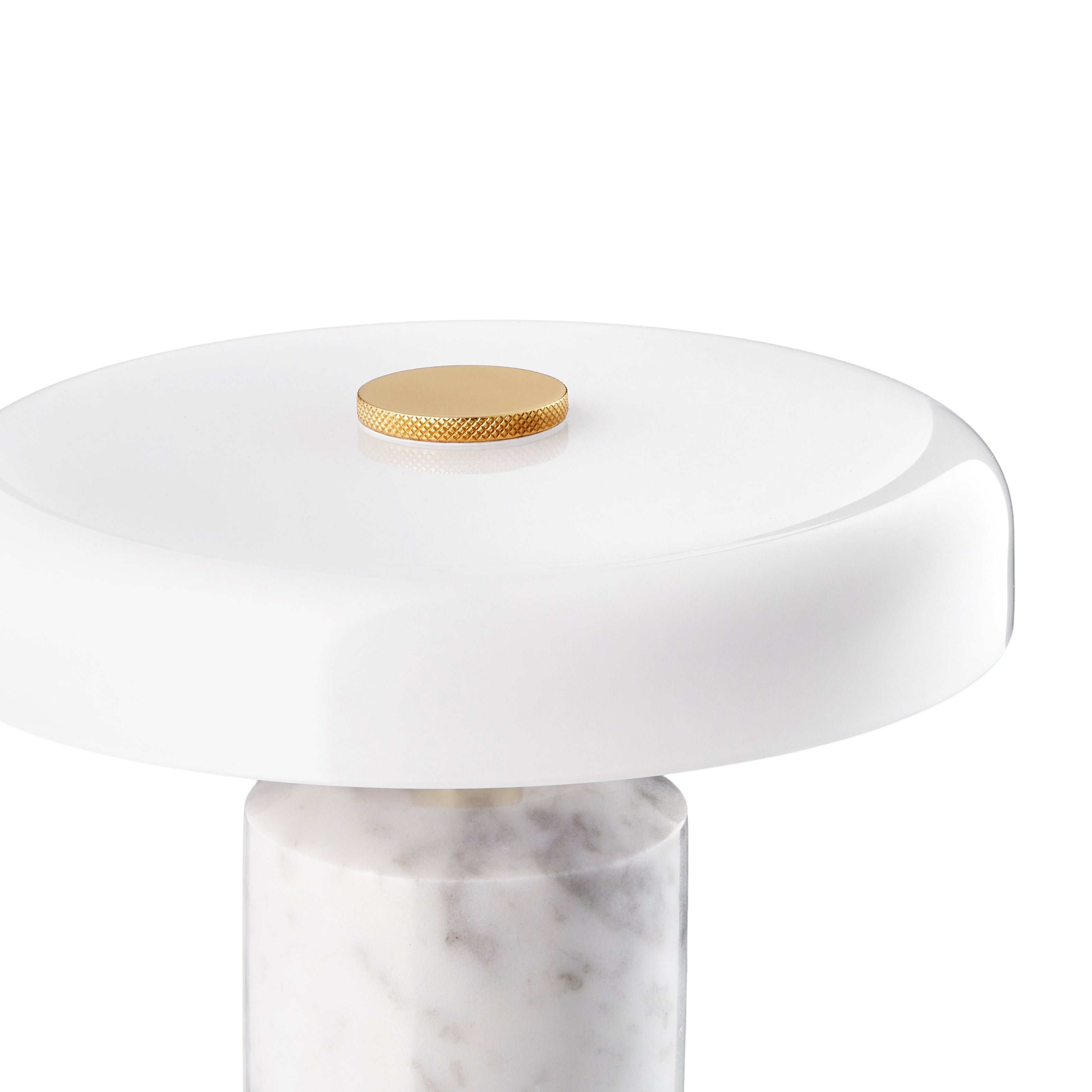 Portable lamp TRIP white marble with milky white glass