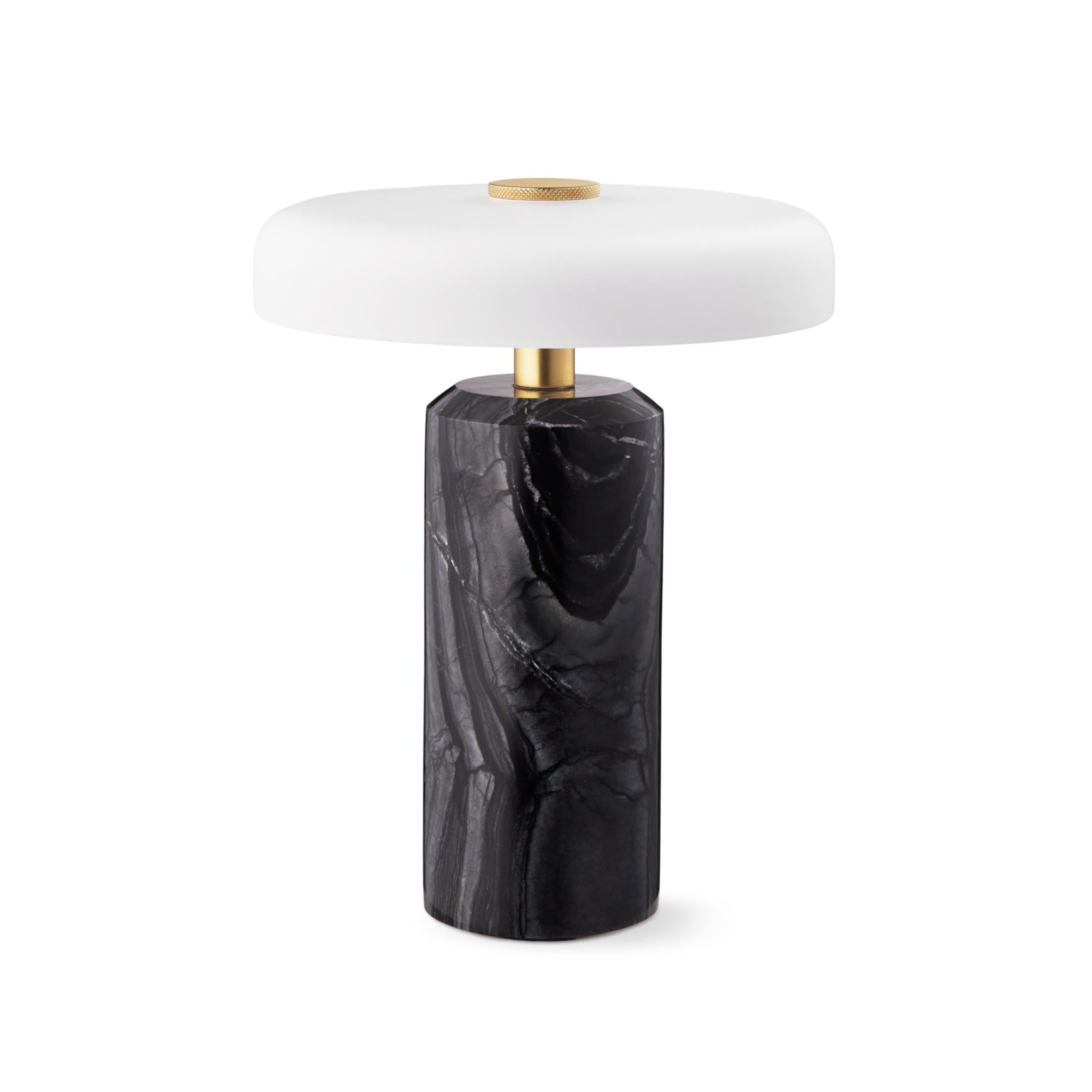 Portable lamp TRIP black marble with milky white glass
