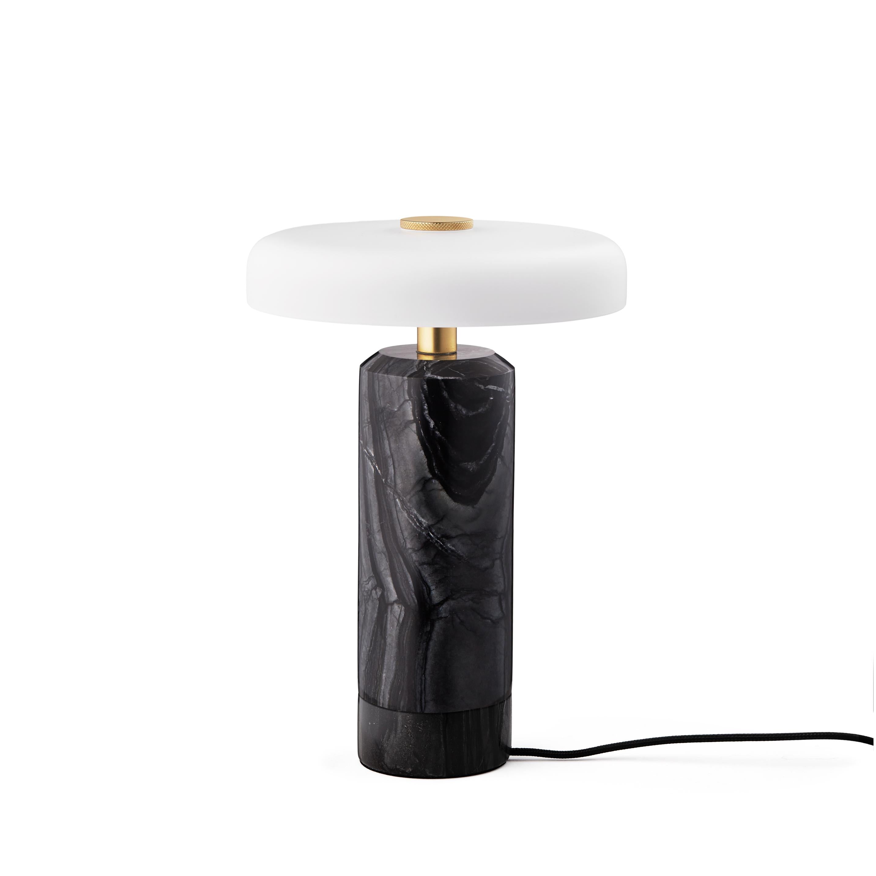 Portable lamp TRIP black marble with milky white glass