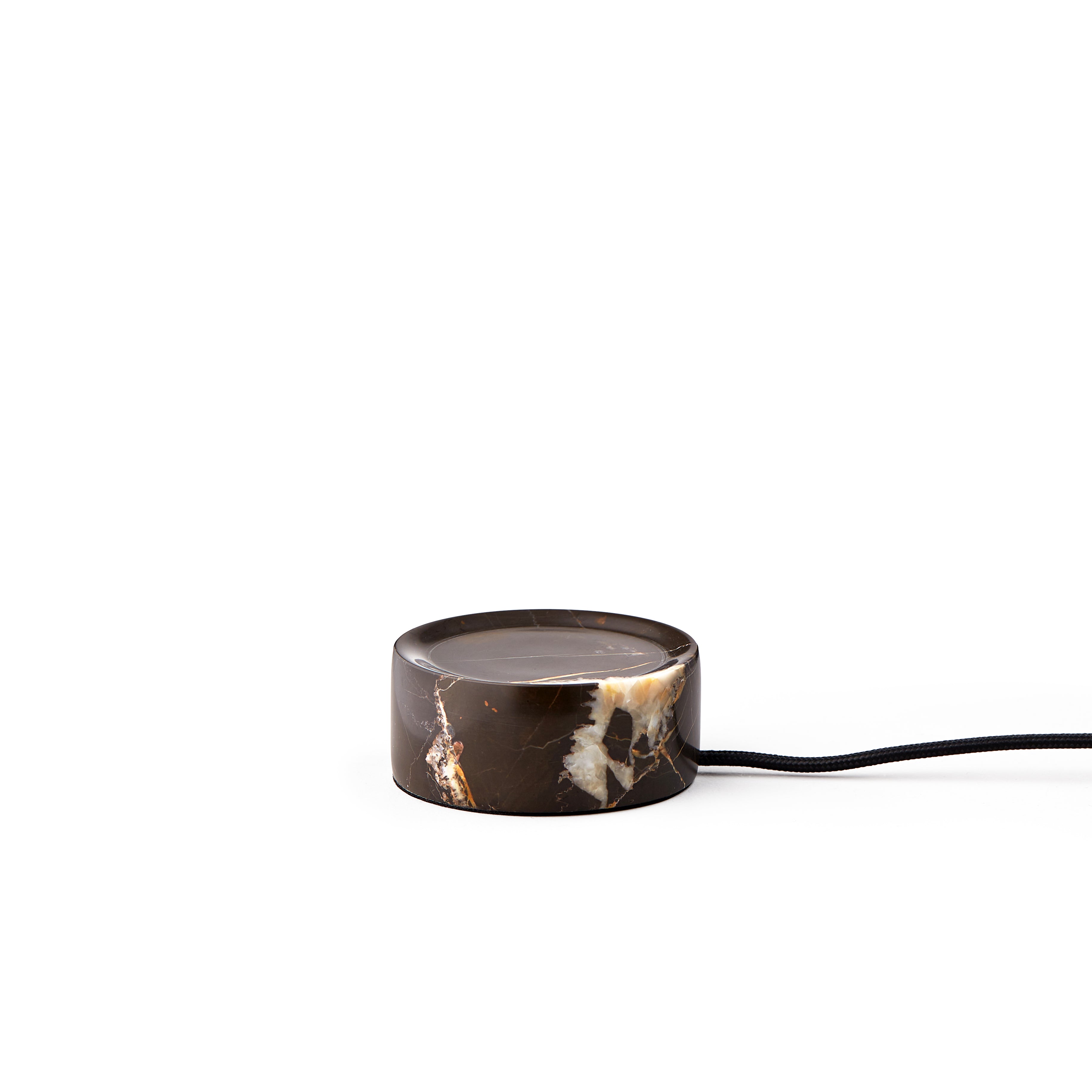 Portable lamp TRIP black-brown marble with milky white glass
