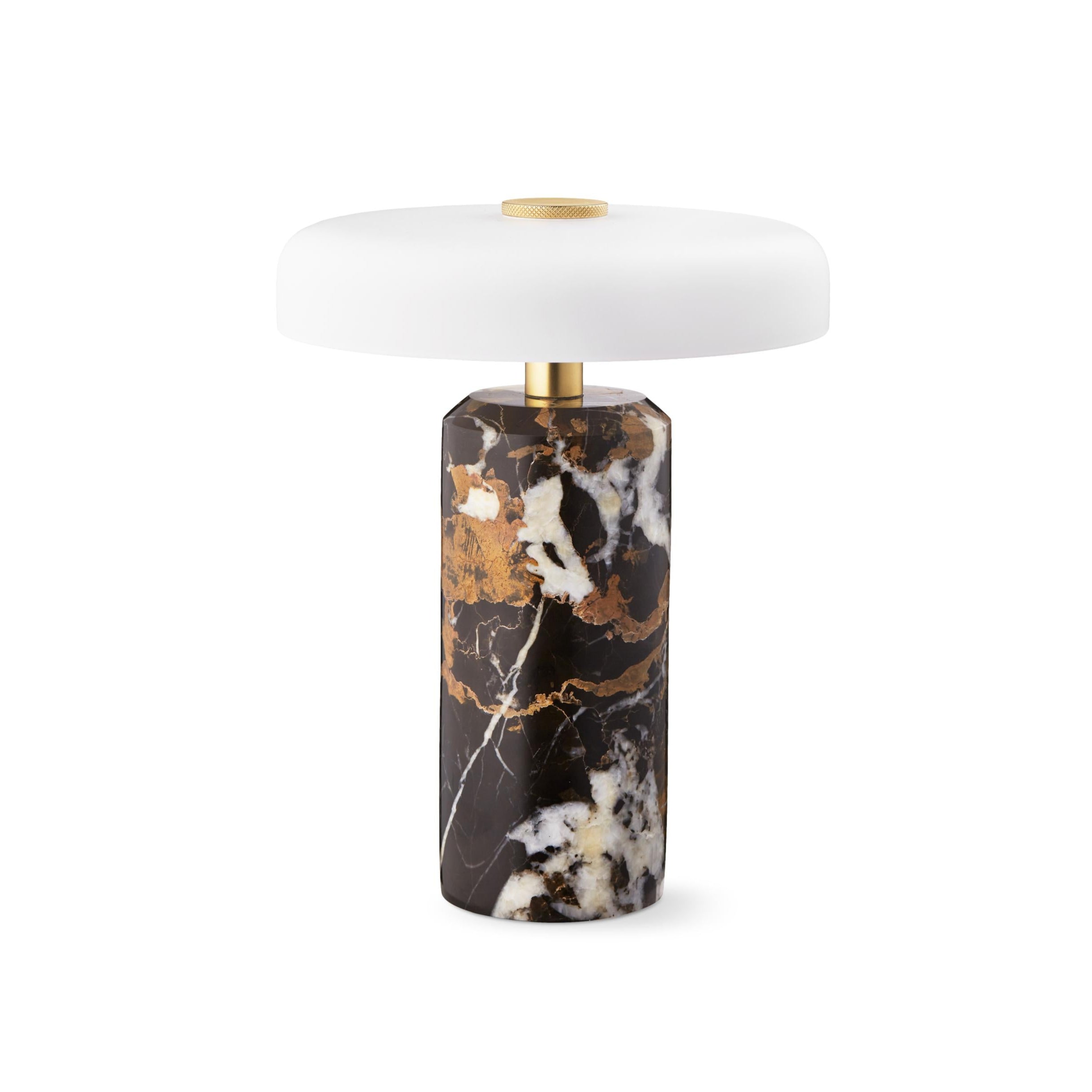 Portable lamp TRIP black-brown marble with milky white glass