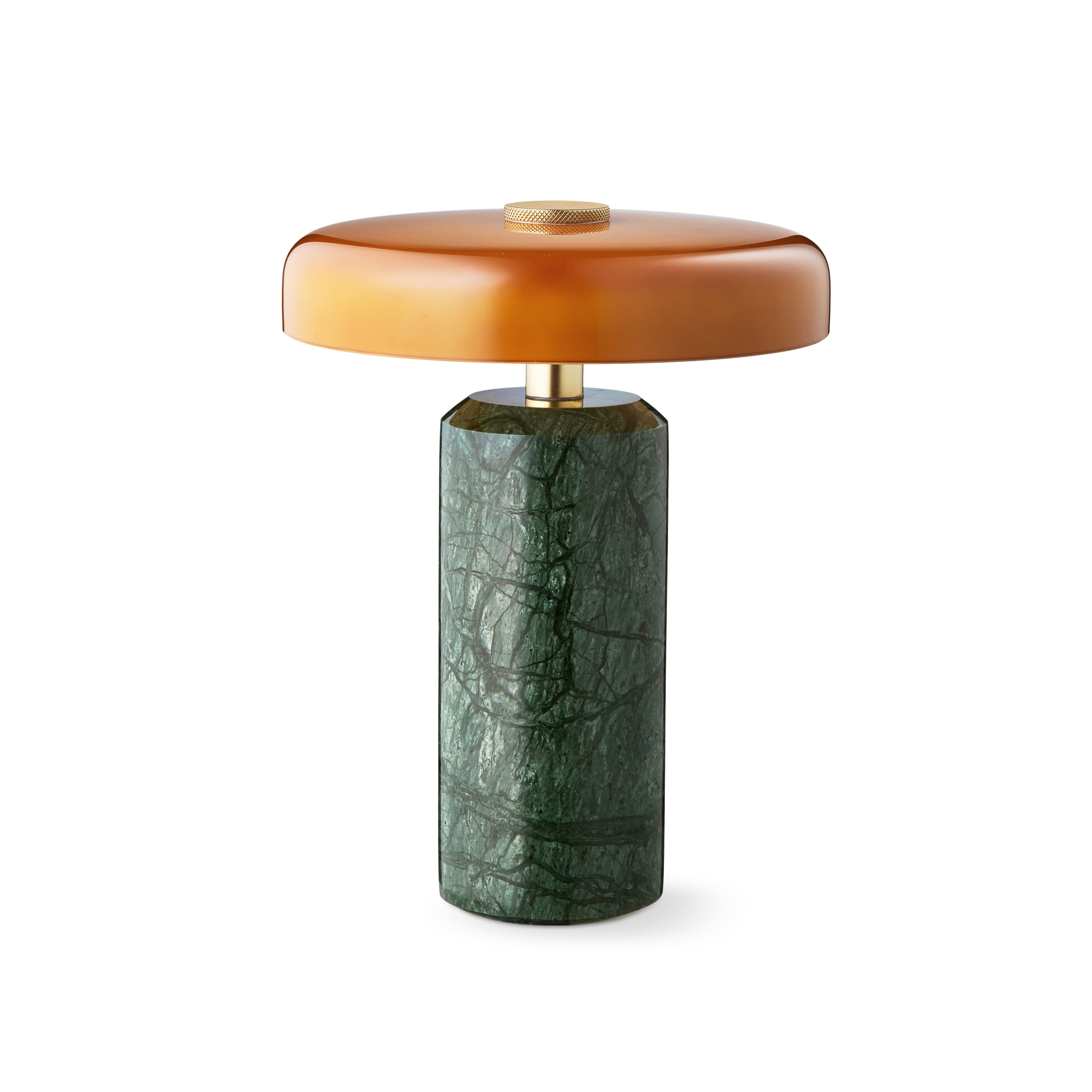 Přenosná lampa TRIP zelený mramor s jantarovým sklem