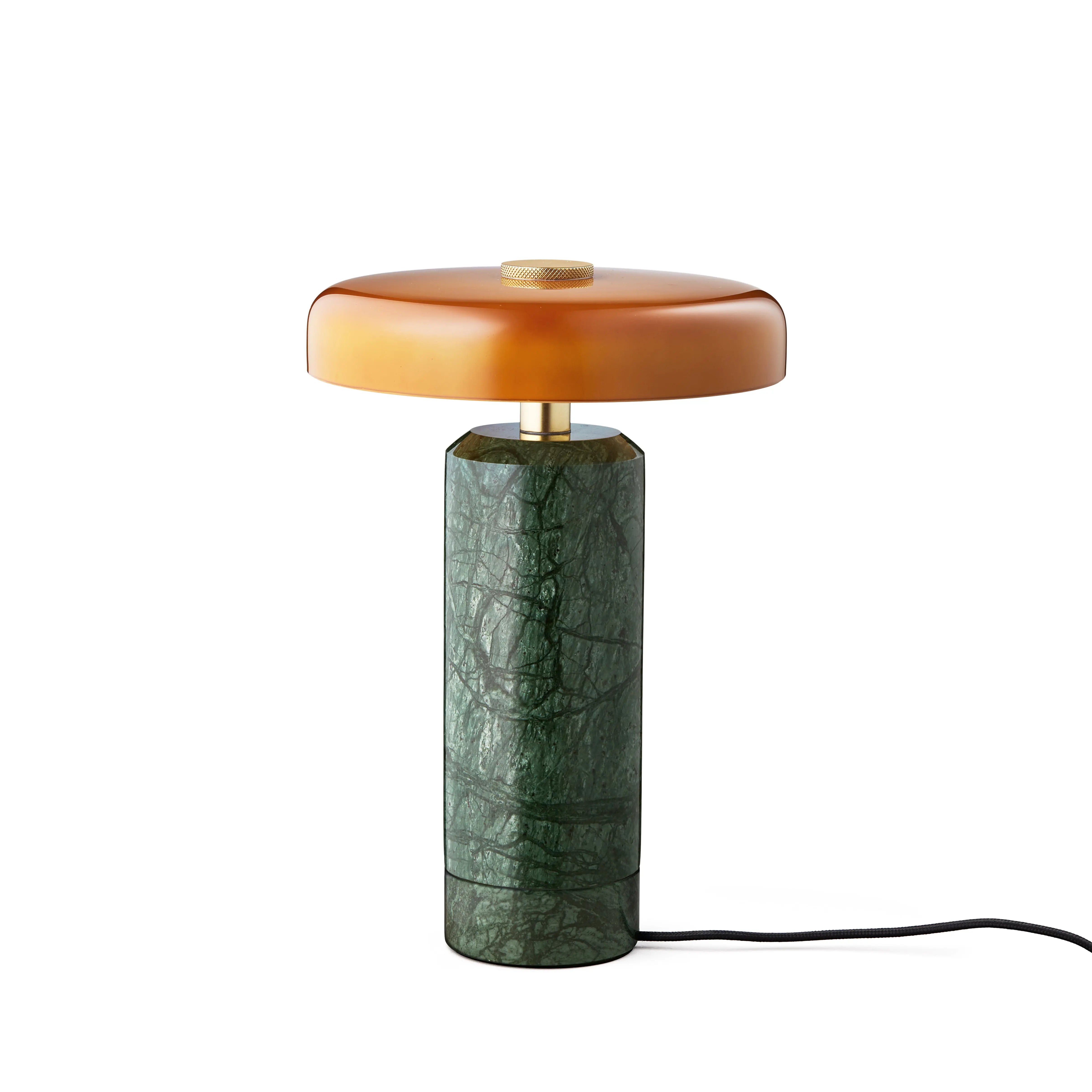 Lampa przenośna TRIP zielony marmur z bursztynowym szkłem ze ściemniaczem