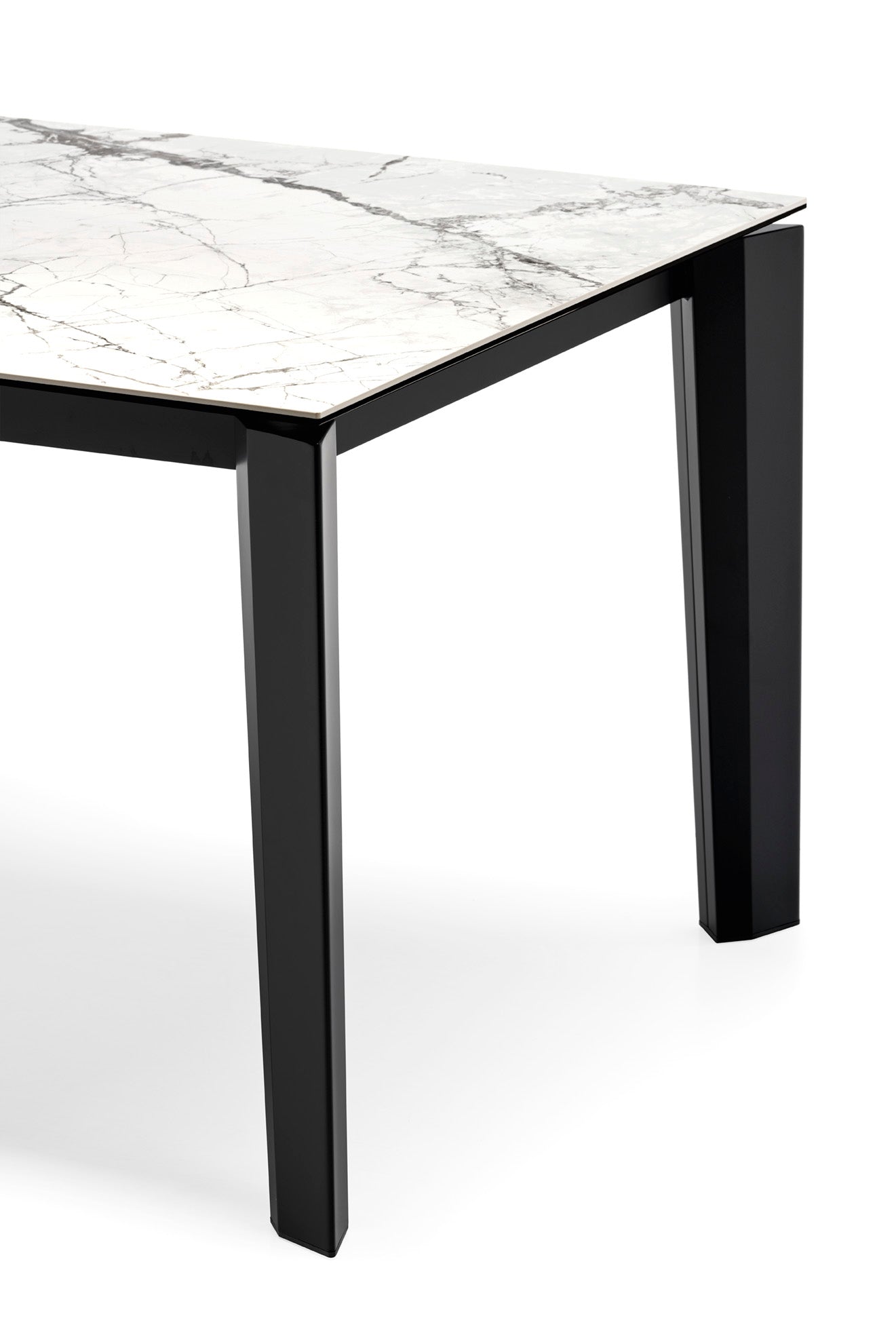 Rozkládací stůl DELTA s bílou deskou a černou základnou