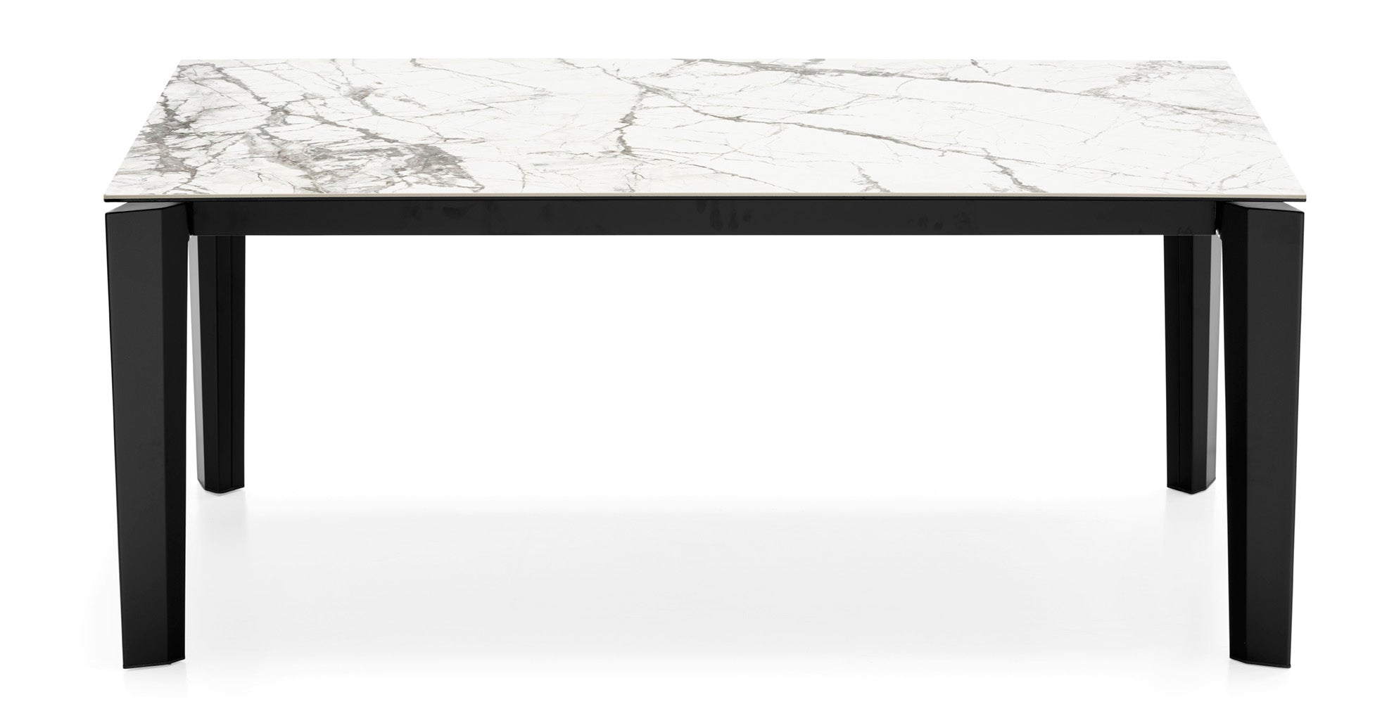 Rozkládací stůl DELTA s bílou deskou a černou základnou