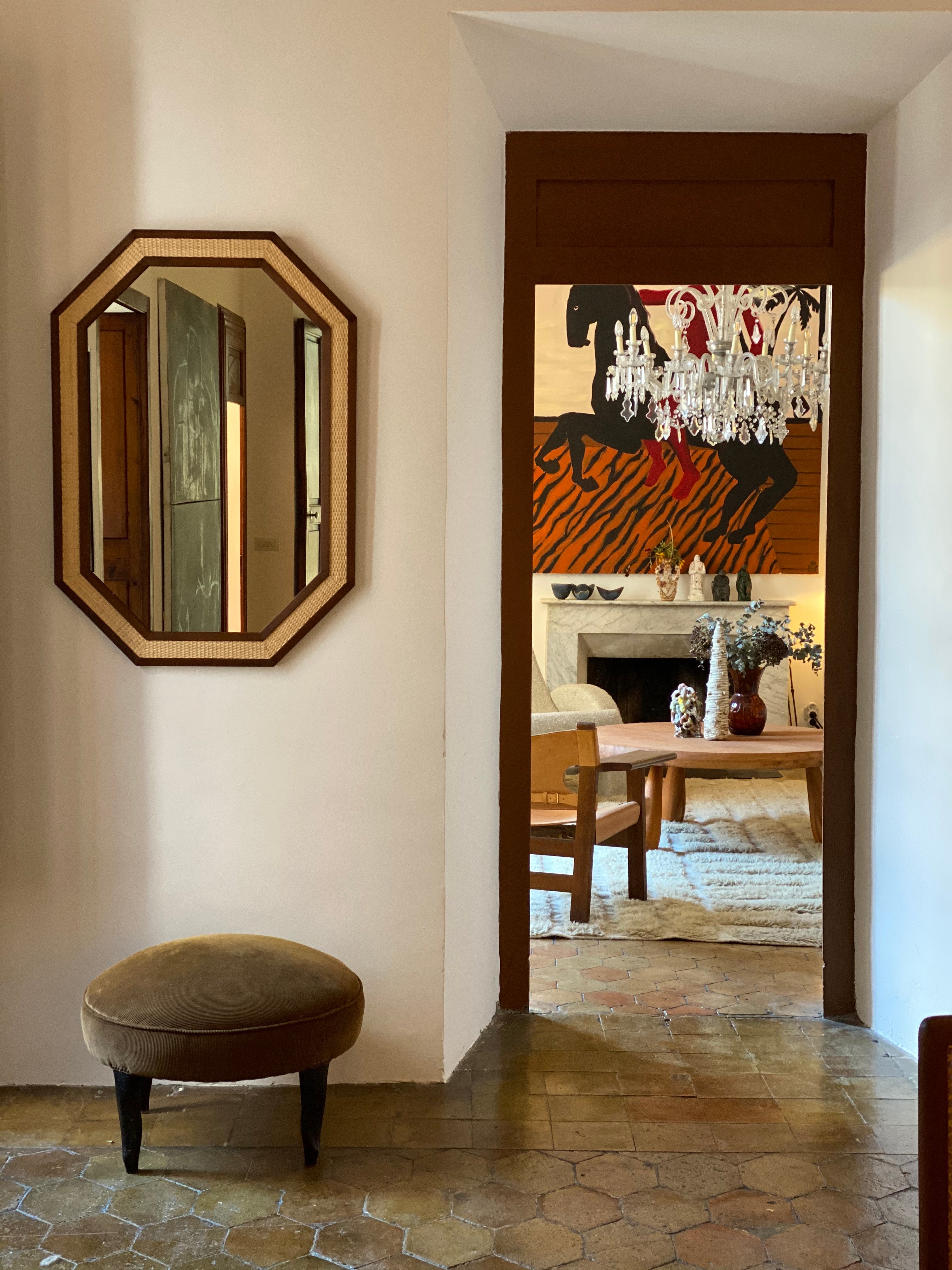 RATTAN Mirror Mahogany and Rattan