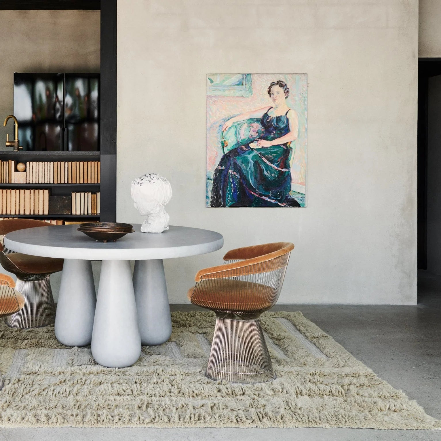 Beige SHAGGY LABYRINTH rug with long pile