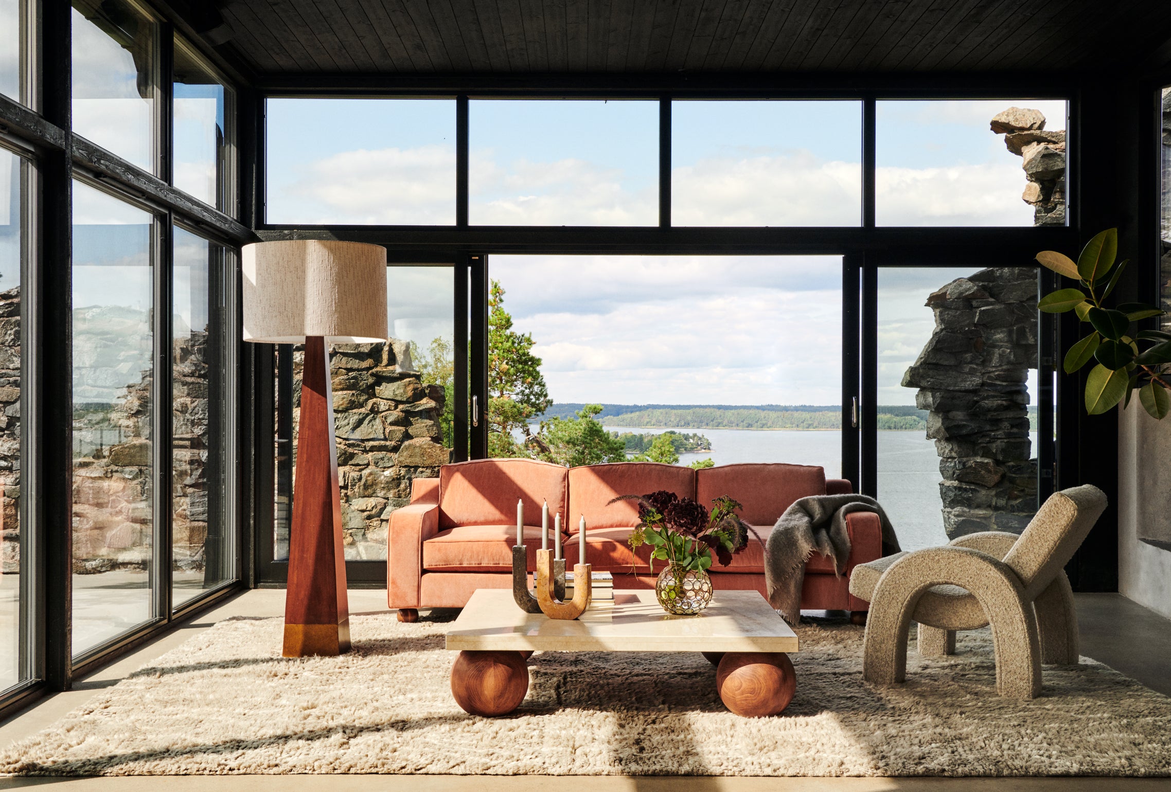 Svícen ARCO oranžová mramor