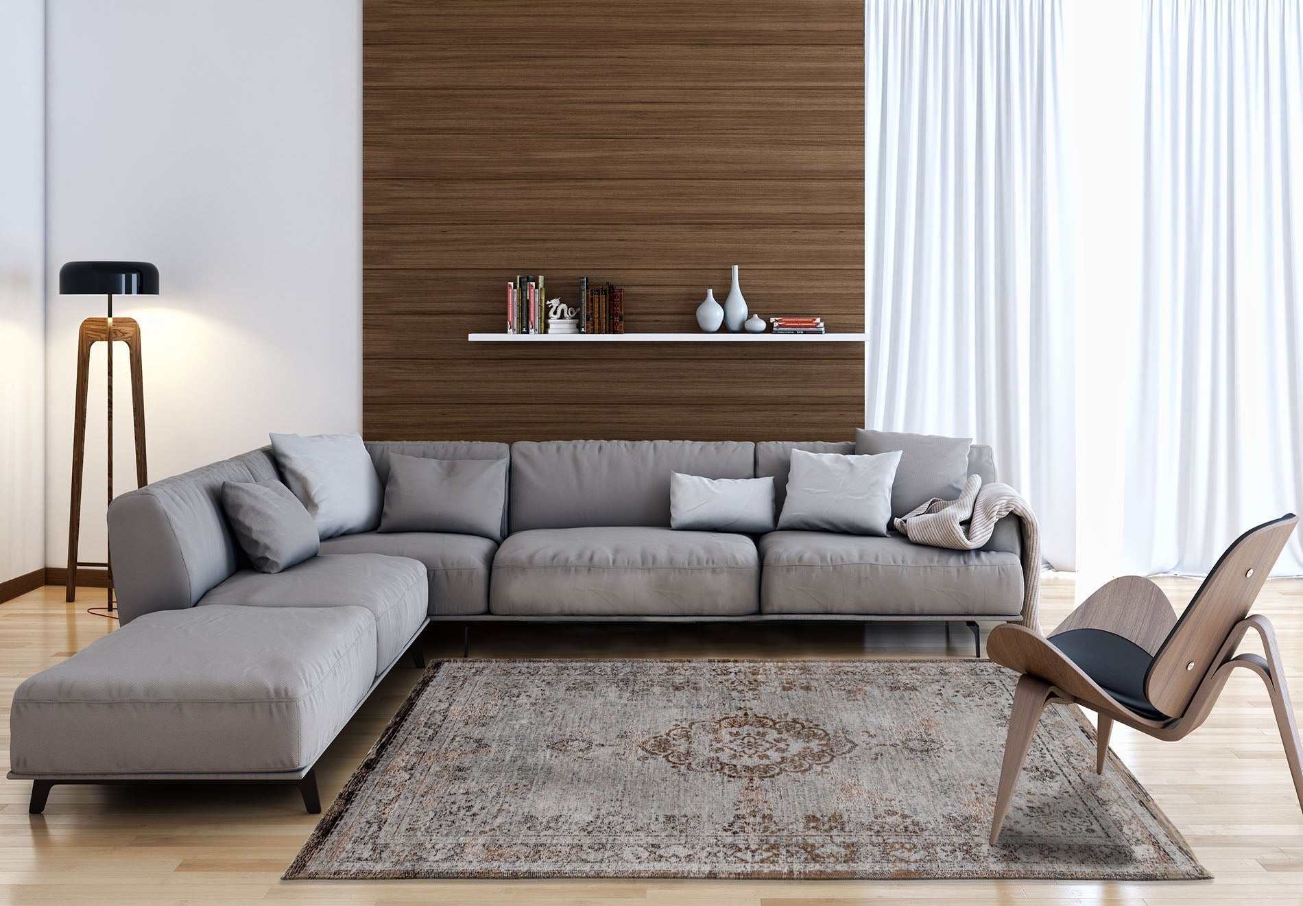 Koberec MEDAILLON ŠEDÁ EBONY hnědo-šedý