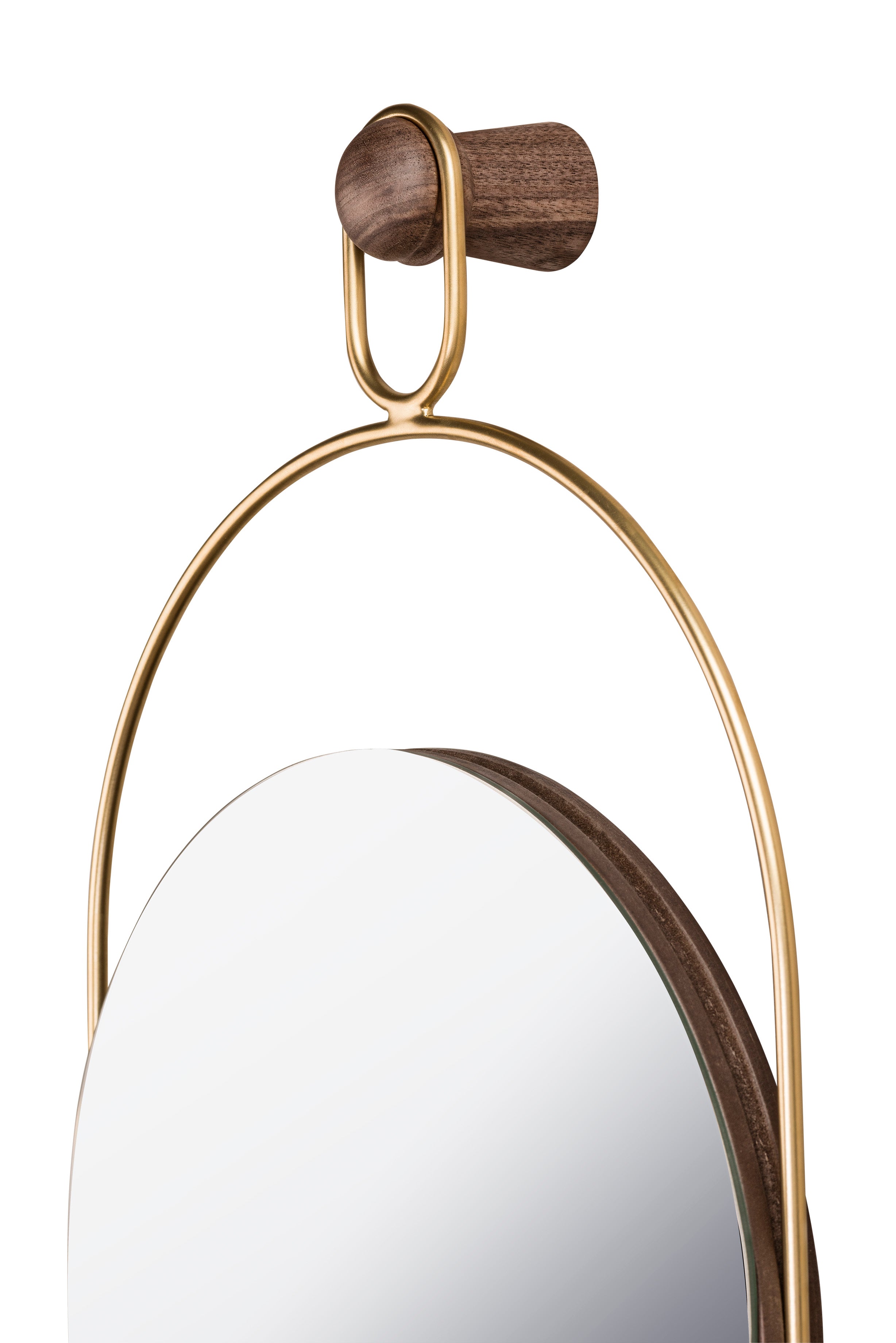 ESLABON walnut wood mirror with brass