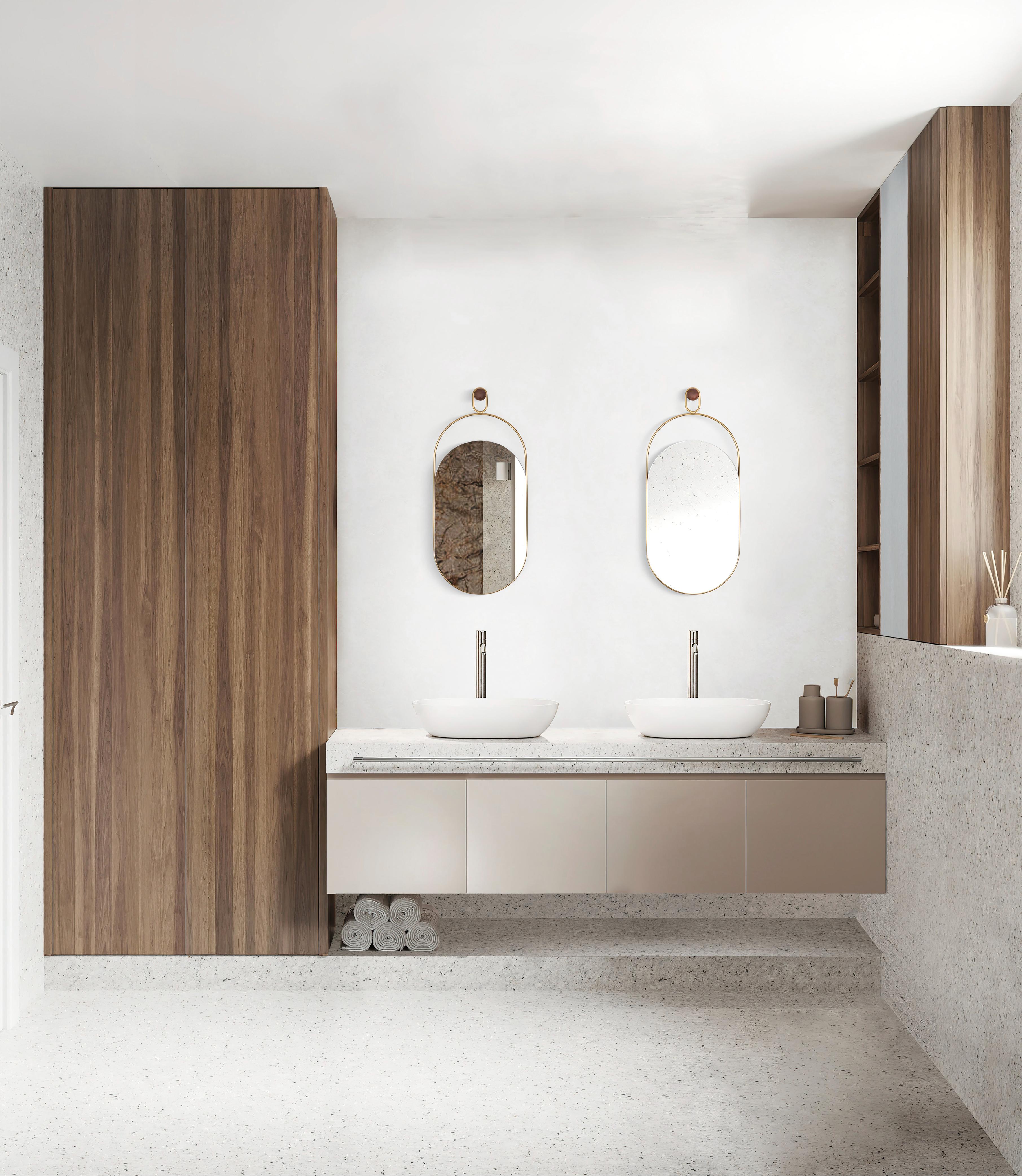 ESLABON walnut wood mirror with brass