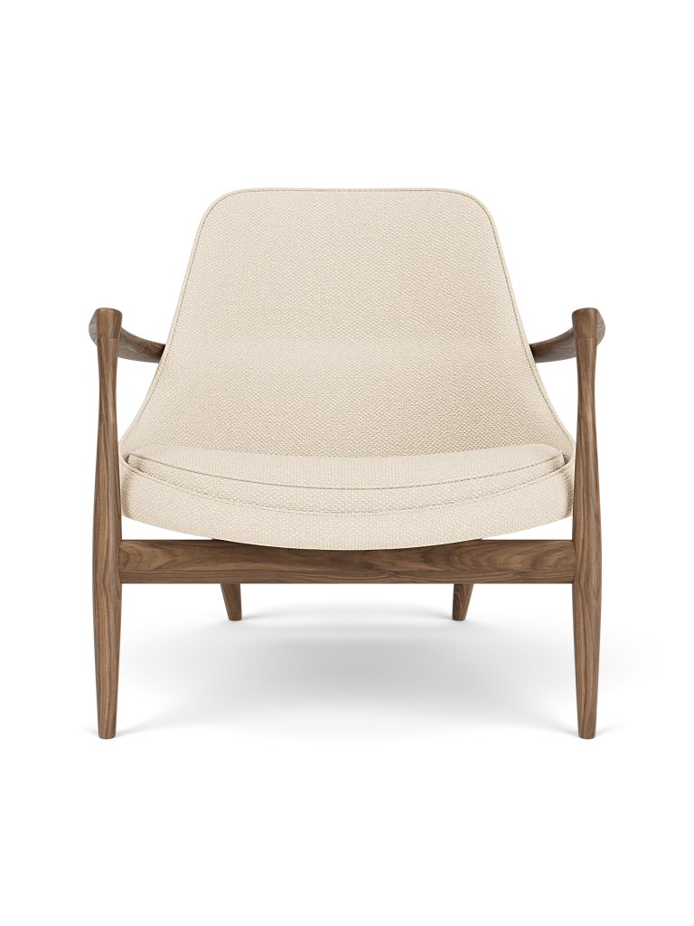 ELIZABETH cream armchair with walnut base