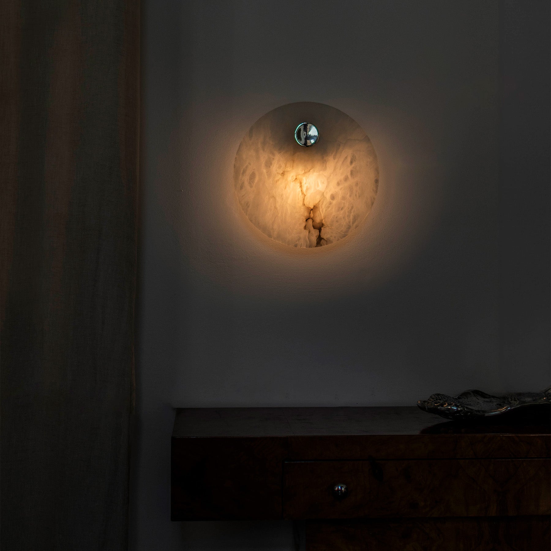 Alabaster Wall Lamp EOS Nickel