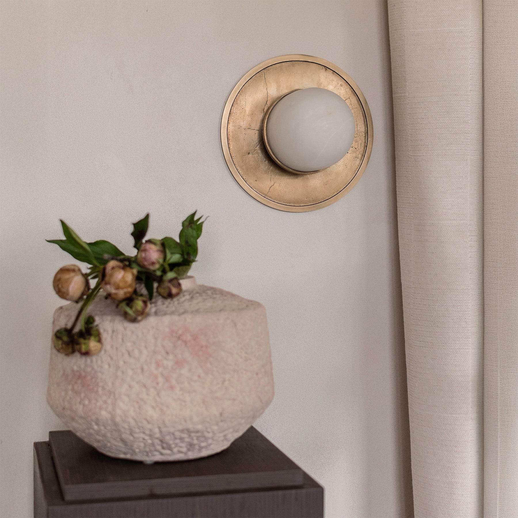 Plafon alabastrový FULL MOON kartáčovaný mosaz