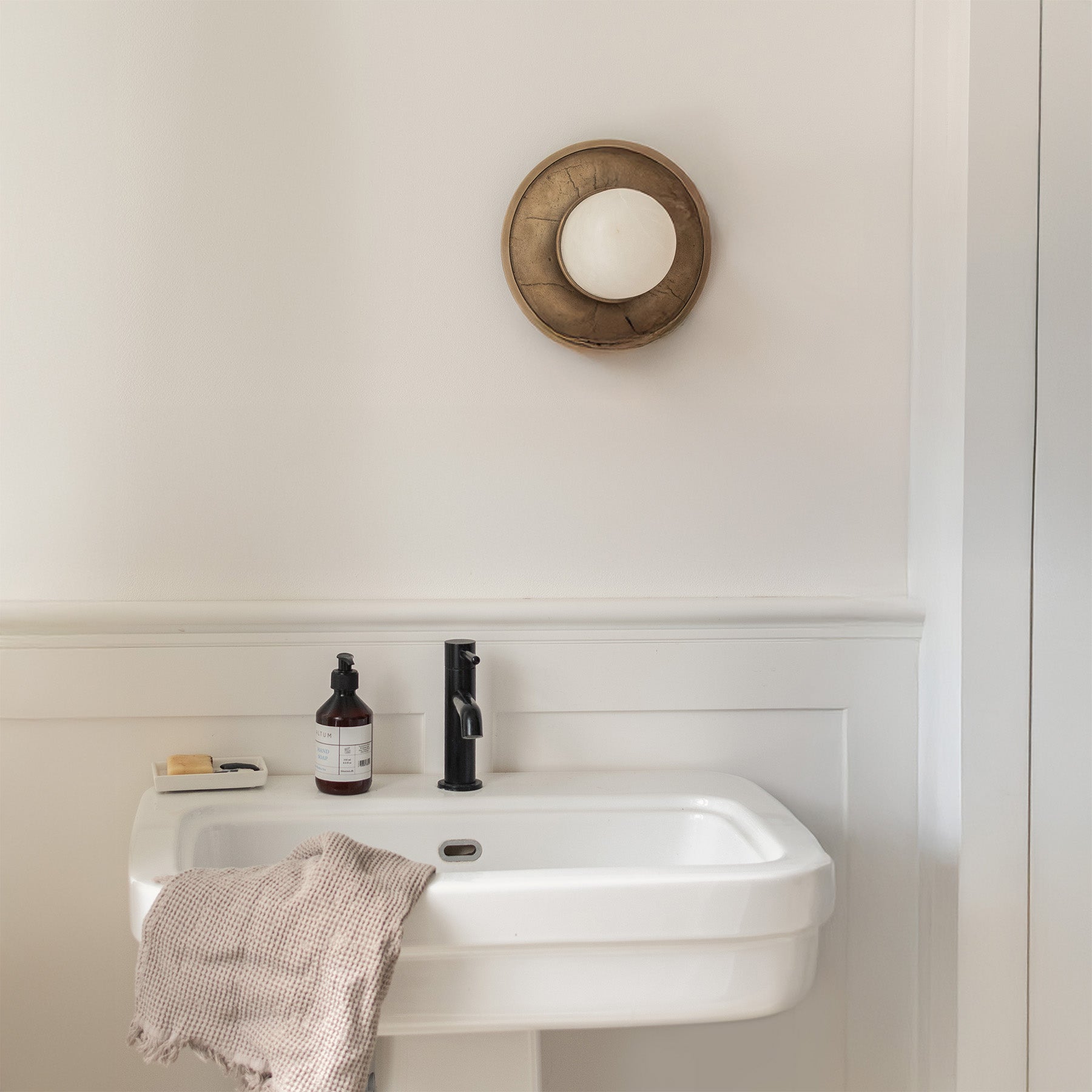 Plafon alabastrový FULL MOON kartáčovaný mosaz