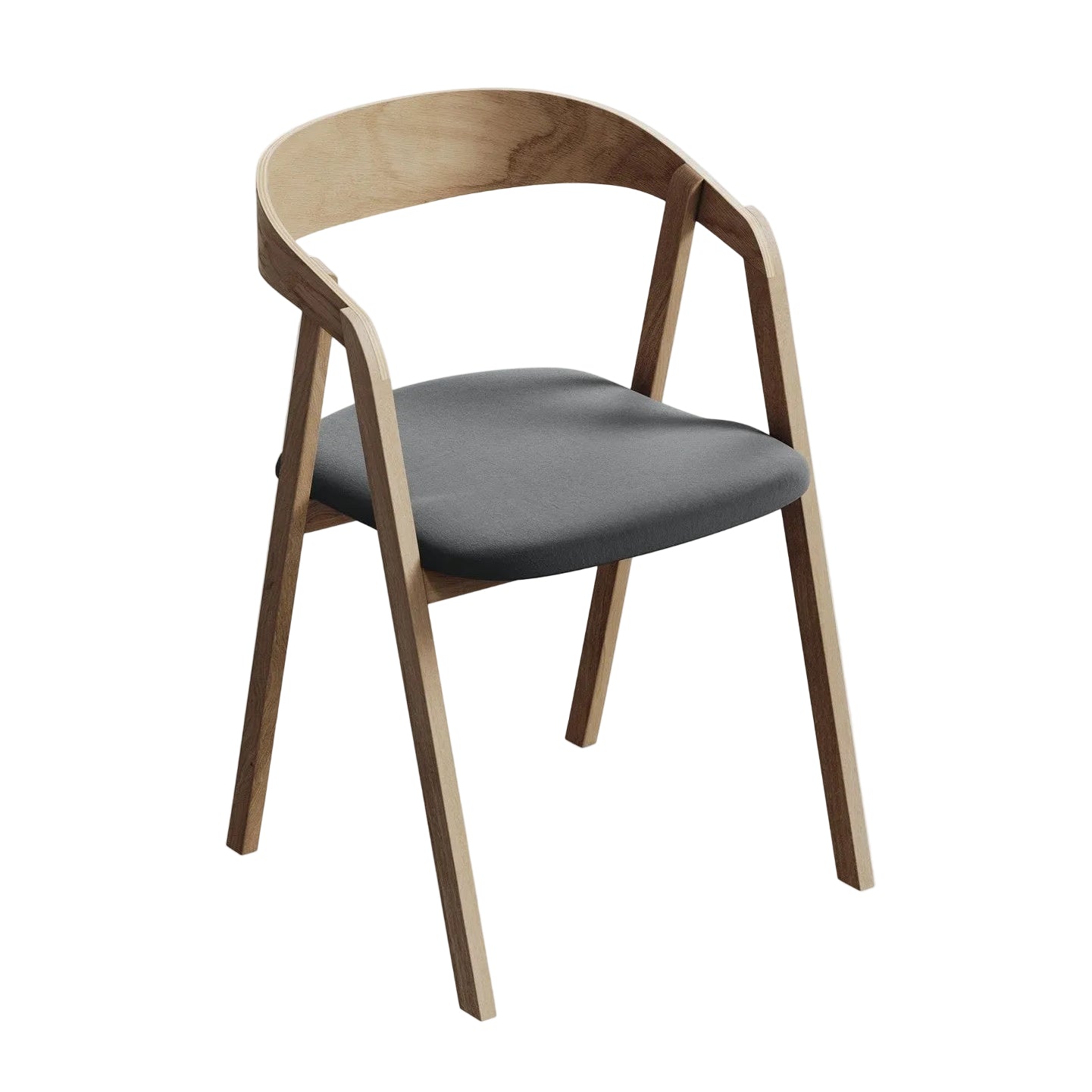 Velvet Chair ERIKA Steel Gray with Beech Base