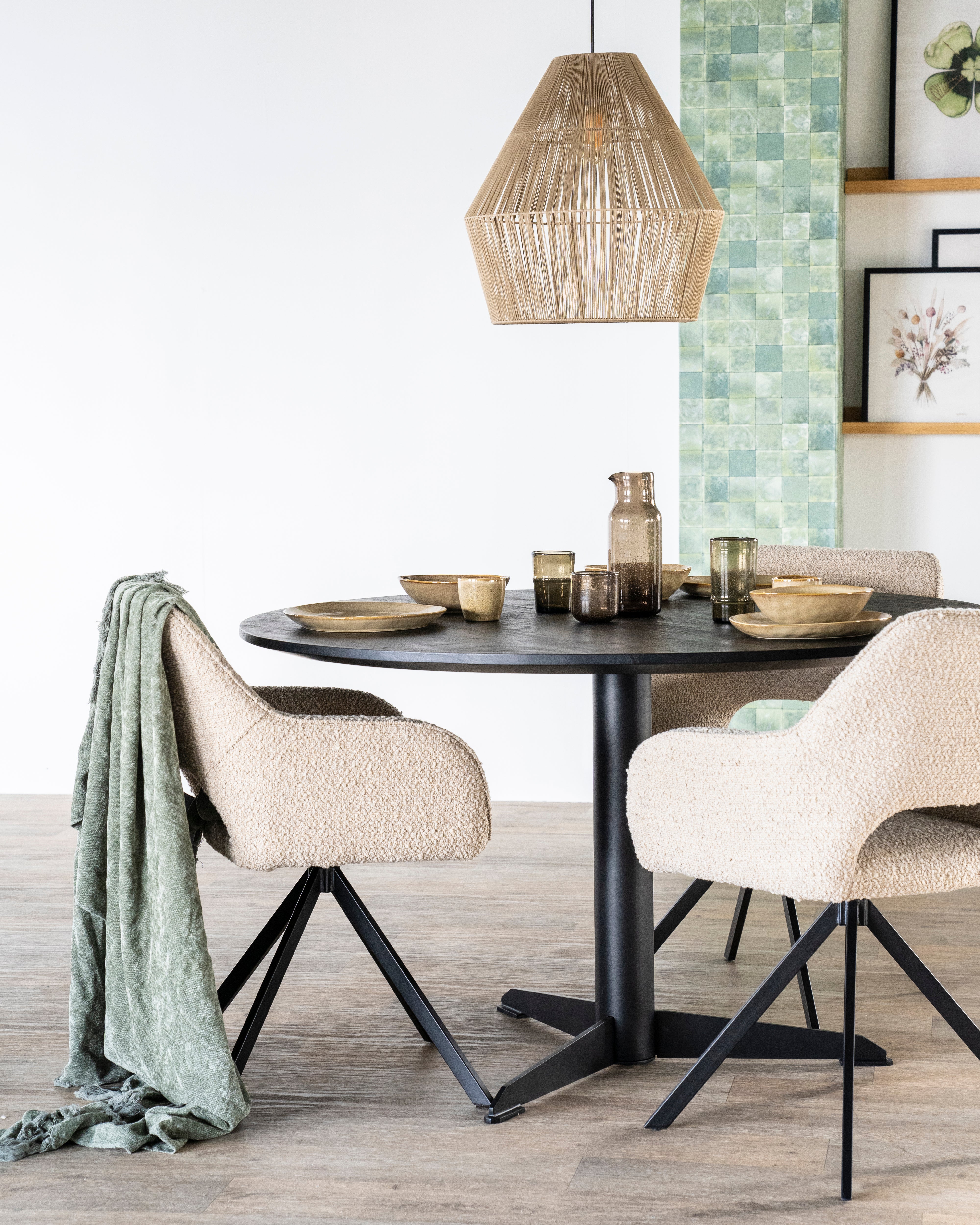 FABIO Chair Beige with Black Base
