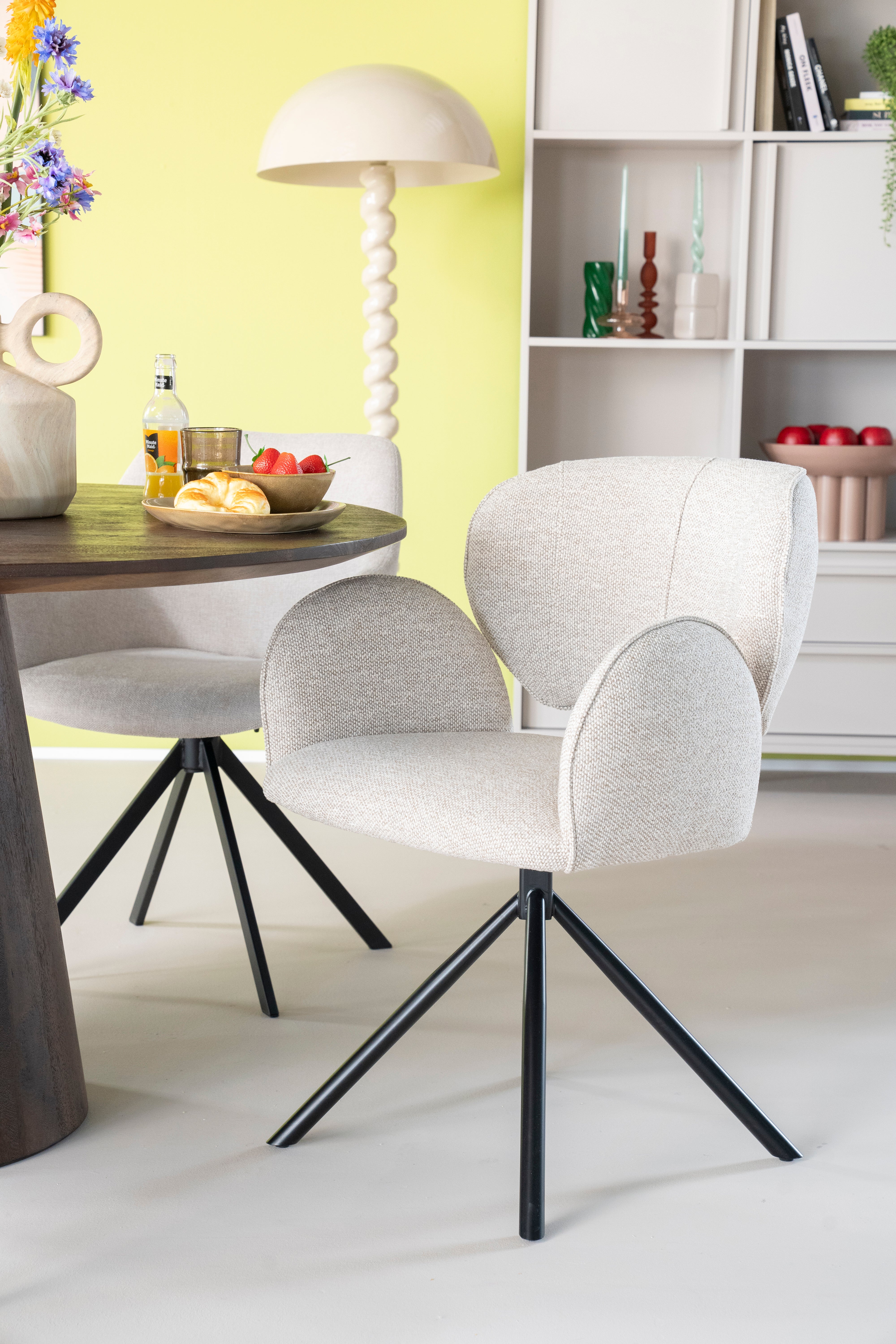Židle ROSALIN béžová s černým podstavcem