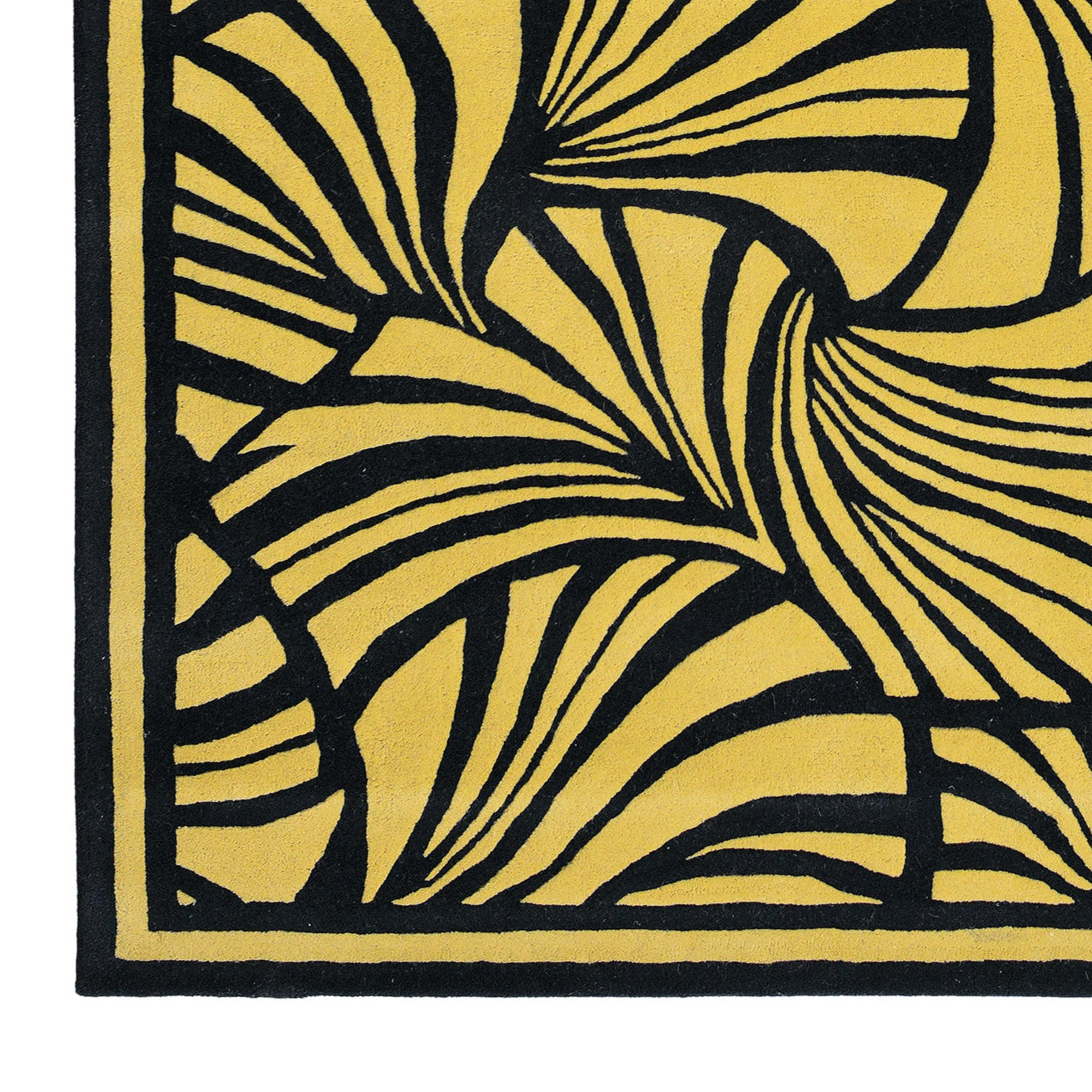 JAPANESE FANS rug yellow with black