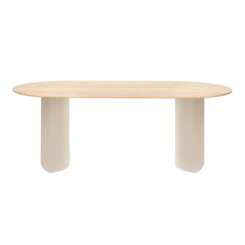 Oval Table PLATEAU with Oak Top and Sand Base