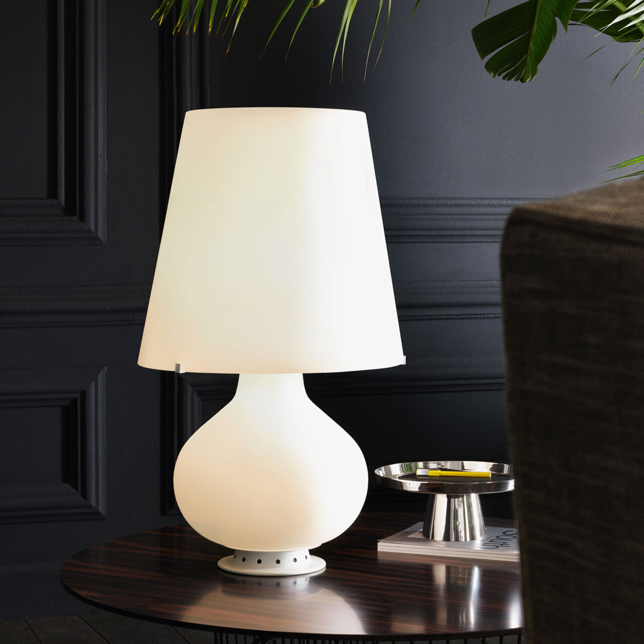 Stolní lampa FONTANA 1853 bílý saténový sklo foukané