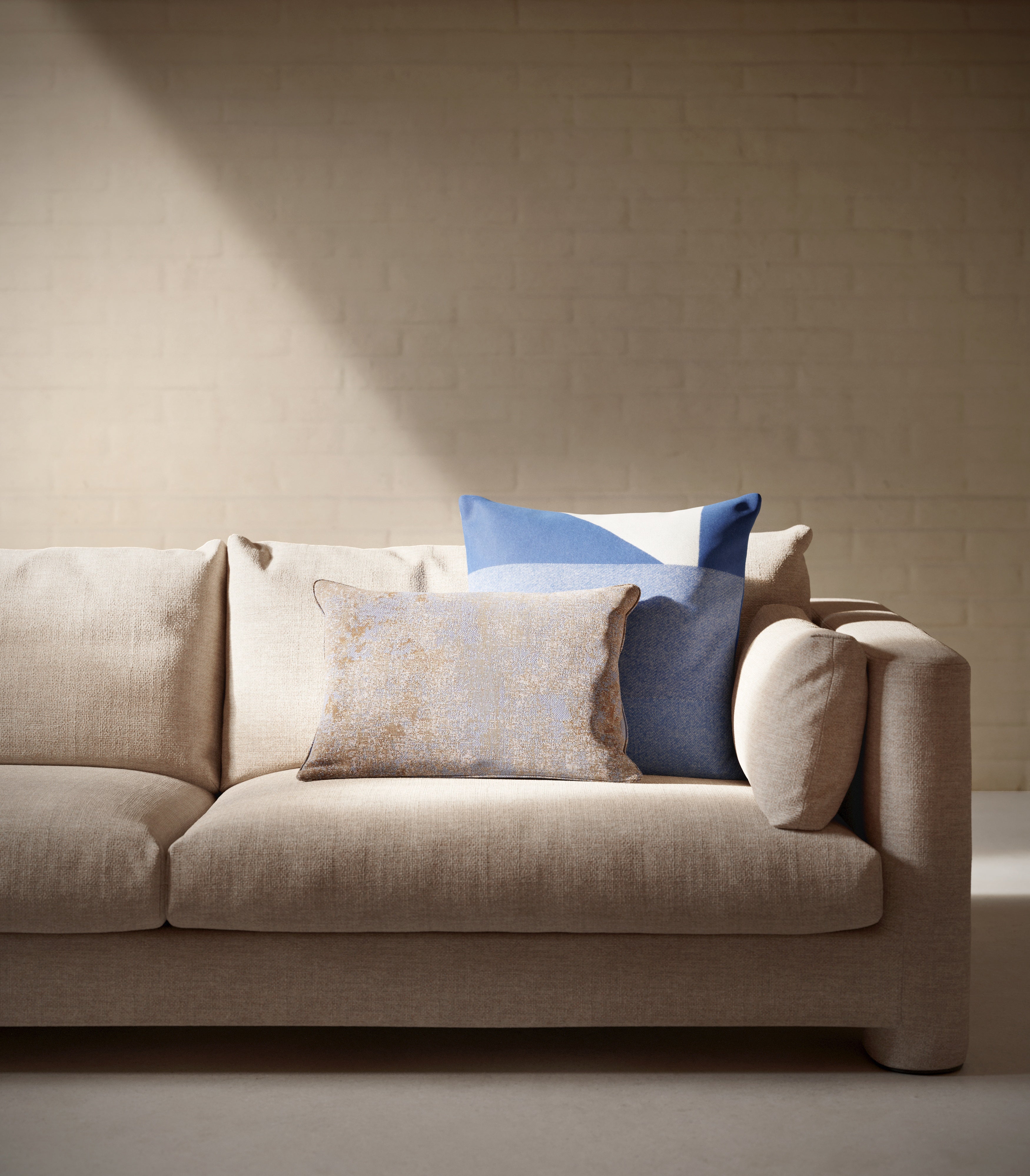 PIPED Pillow Brown with Blue