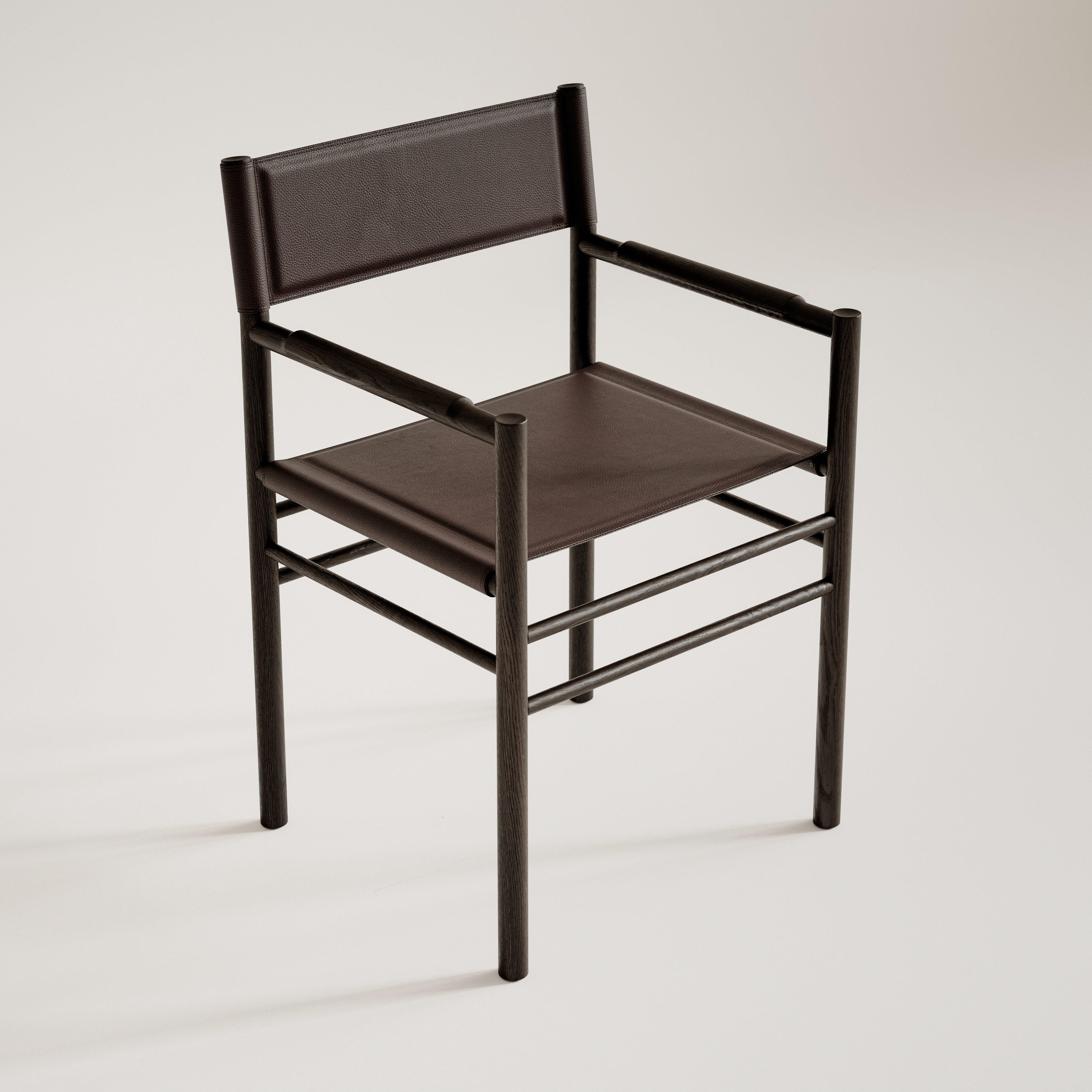 FERRA Armchair with Armrests in Oak and Leather