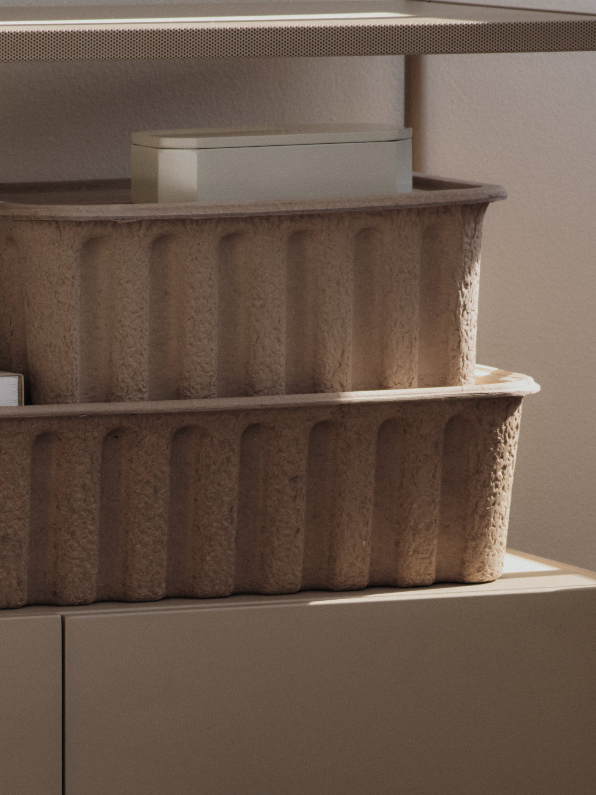 Beige PAPER PULP BOX Storage Box Set