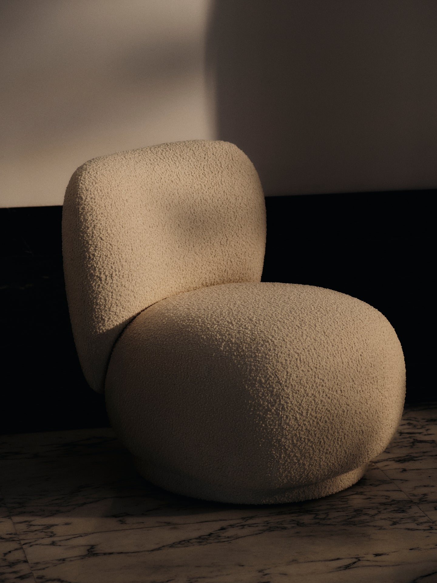RICO PICCOLO LOUNGE Armchair Bouclé broken white