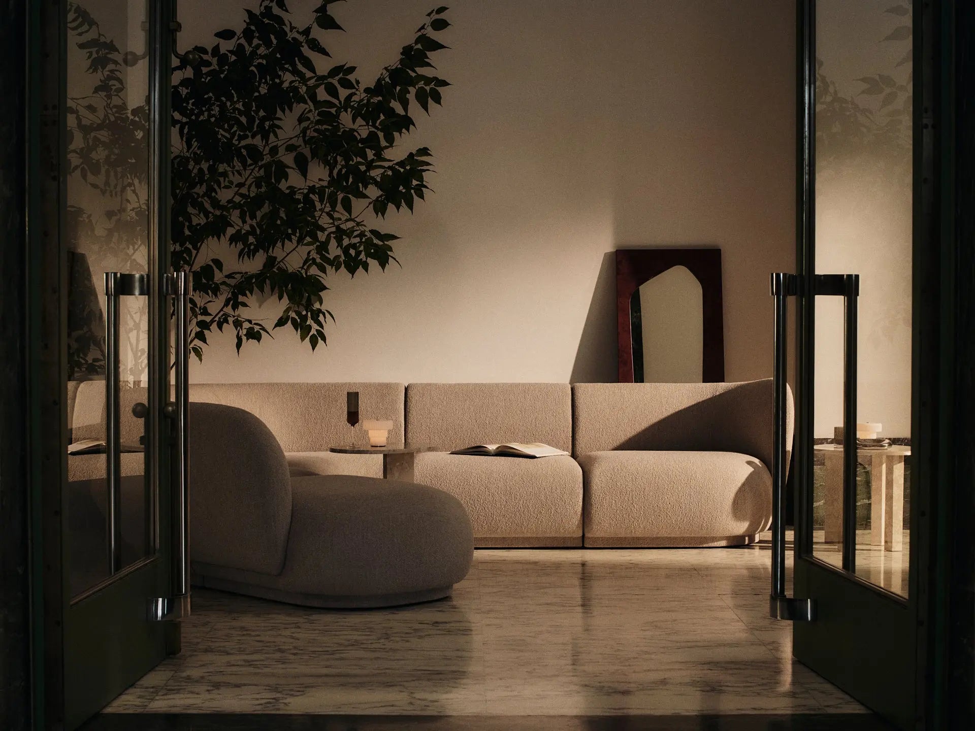 Lampa przenośna RIPPLE biały – szkło, ferm LIVING