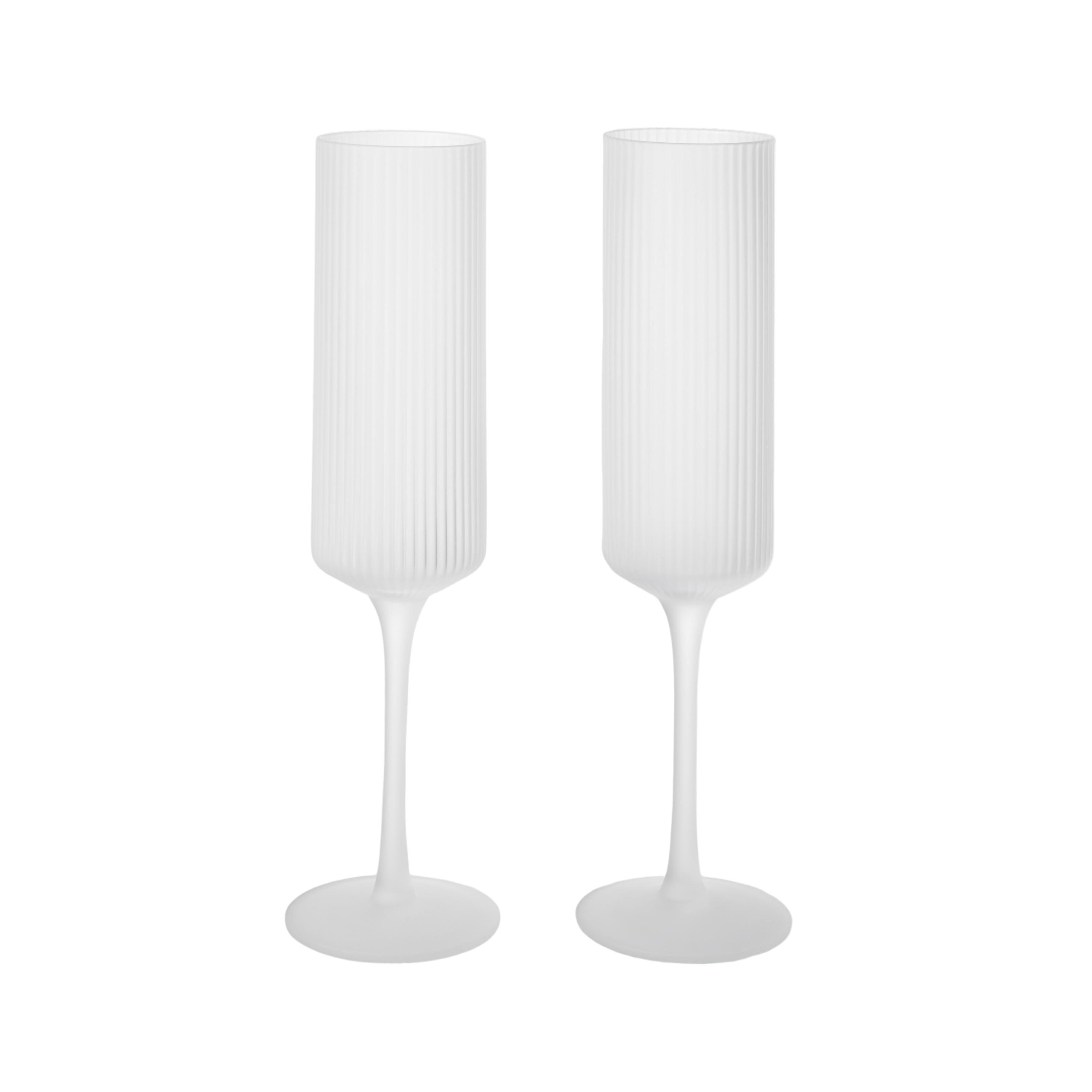 Sada šampaňských sklenic RIPPLE FLUTES bílé sklo